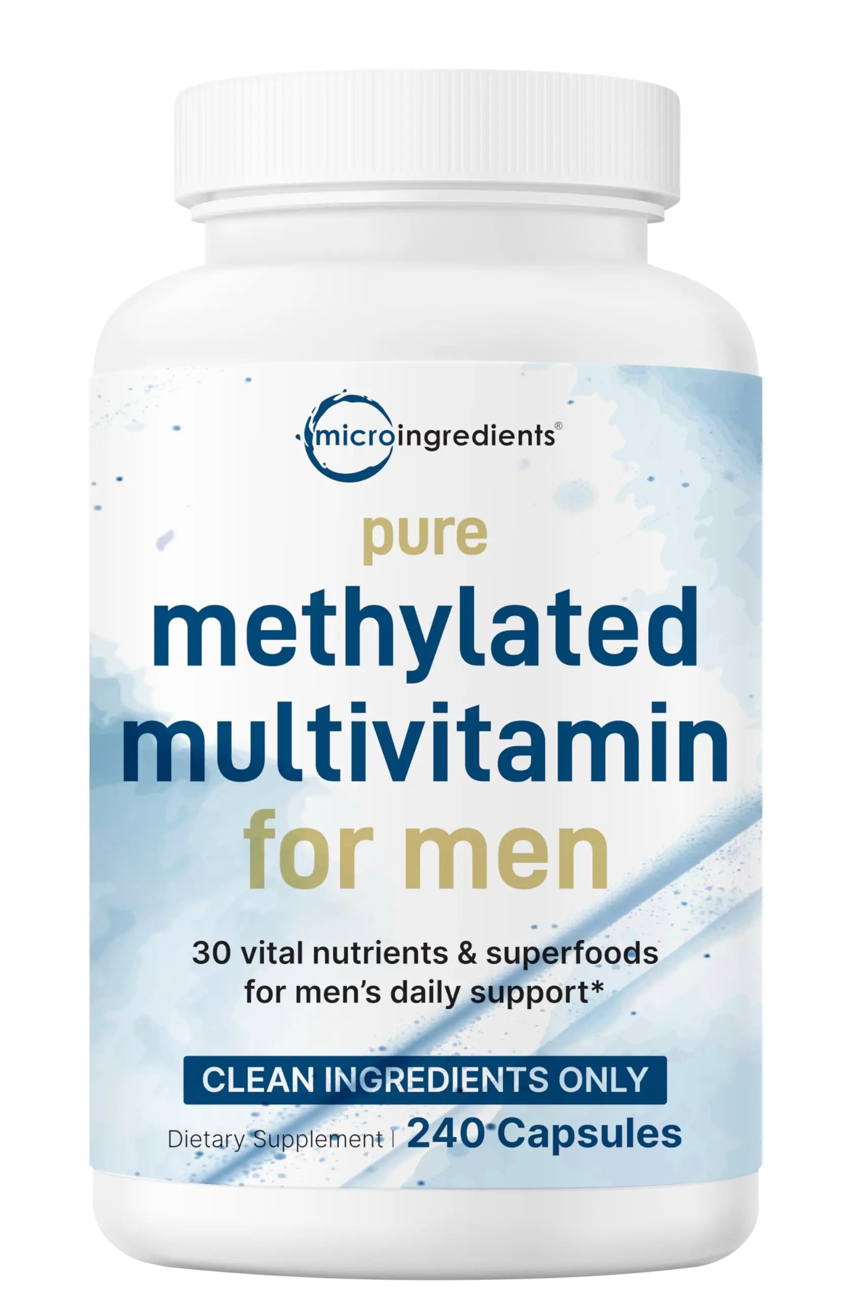 Pure Methylated Multivitamin for Men, 240 Capsules | 30 Key Nutrients with Vitamin C, D, E, B Complex + Methylfolate Micro Ingredients uk supplements