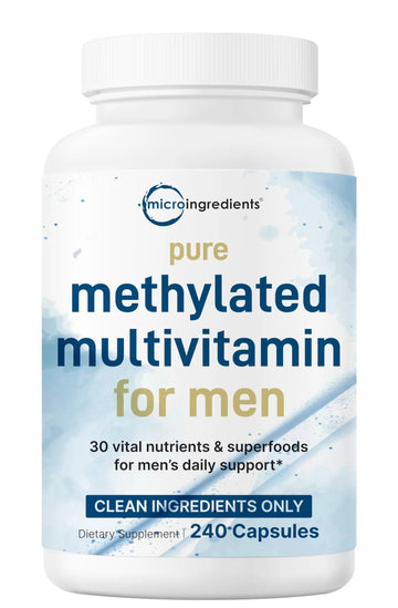 Pure Methylated Multivitamin for Men, 240 Capsules | 30 Key Nutrients with Vitamin C, D, E, B Complex + Methylfolate Micro Ingredients uk supplements