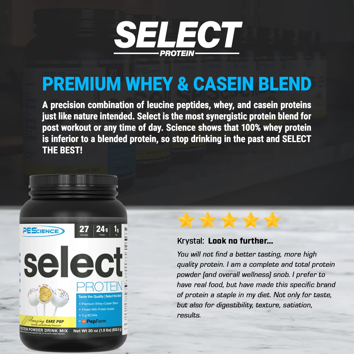 PEScience Select Low Carb Protein Powder, Cake Pop, 27 Serving, Keto Friendly PEScience uk supplements