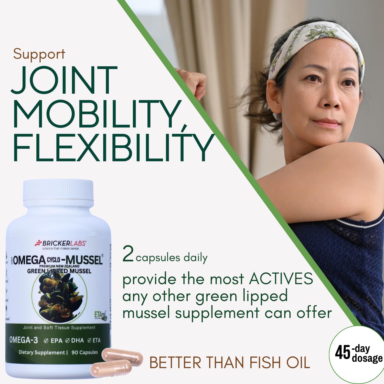 Bricker Labs Omega Cyclo - Mussel Joint Health Supplement, Premium New Zealand Green Lipped Mussel, Full Spectrum Omega Joint Supplements for Joint Health and Comfort, 90 Capsules Bricker Labs uk supplements