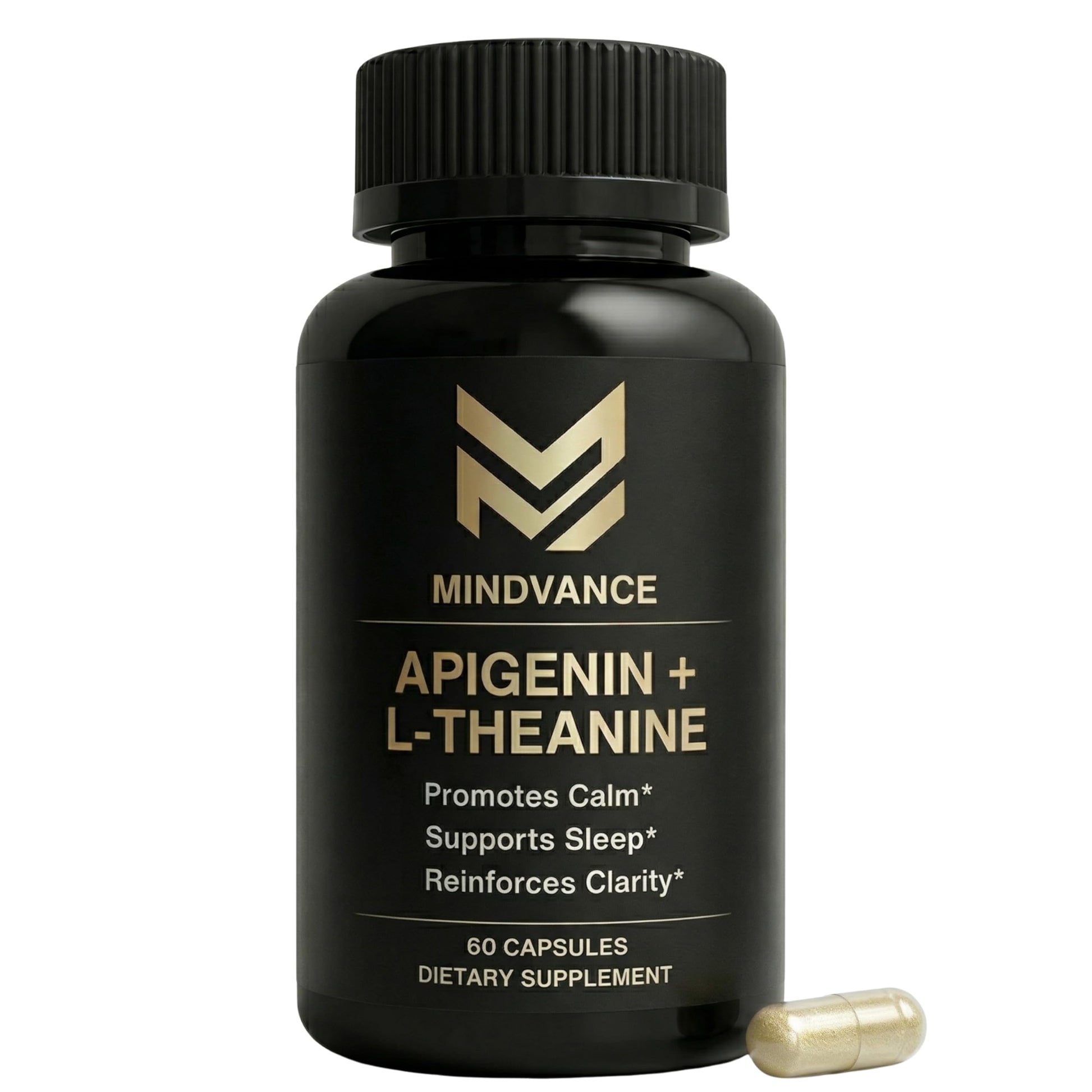 Mindvance Apigenin 100mg with L-Theanine 200mg Supplement Capsules for Sleep Support, Relaxation, Clarity & Calm | Melatonin Free | 60 Vegan Capsules Mindvance uk supplements