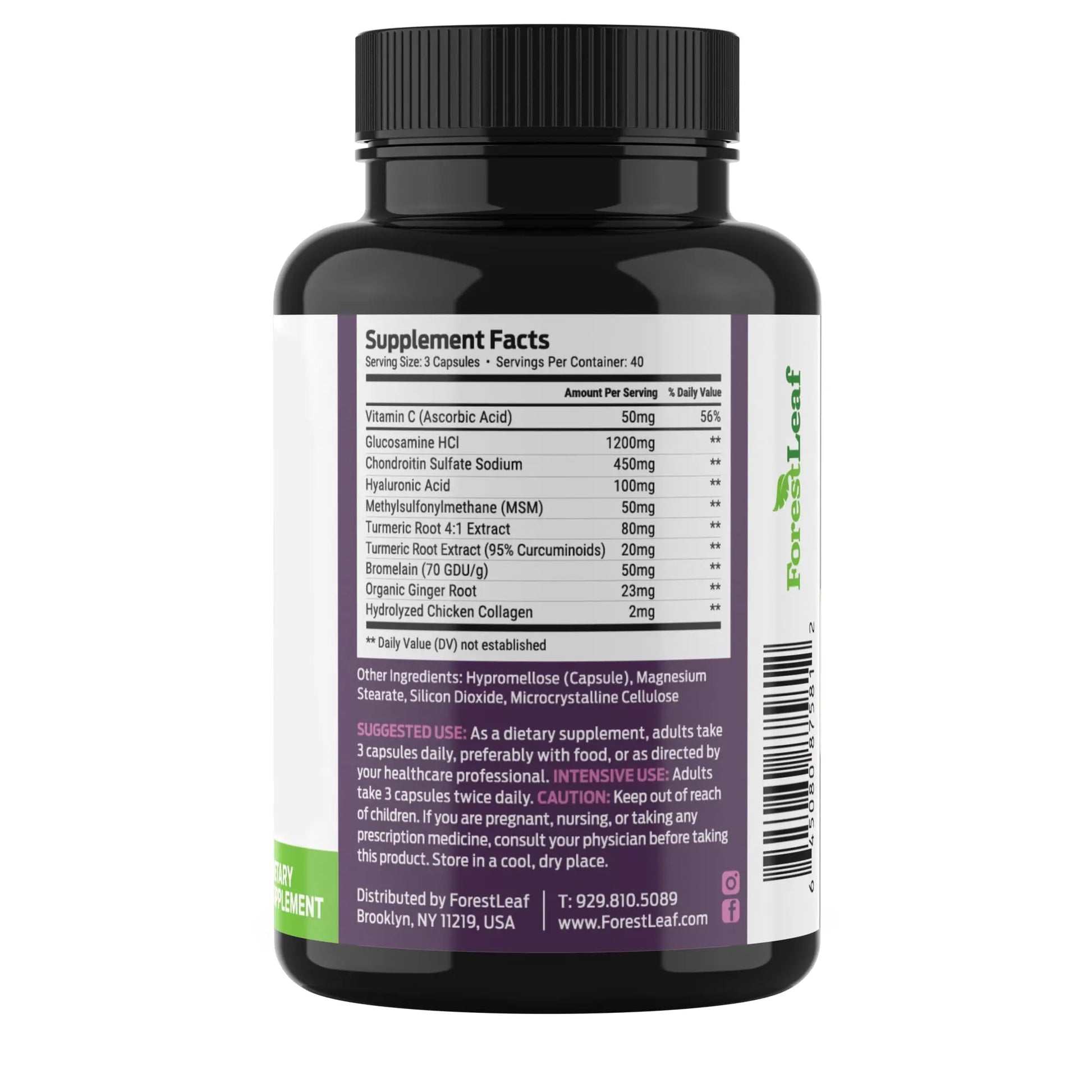 ForestLeaf Glucosamine Chondroitin MSM Joint Supplement Complex - 1200mg - 120 Caps ForestLeaf uk supplements