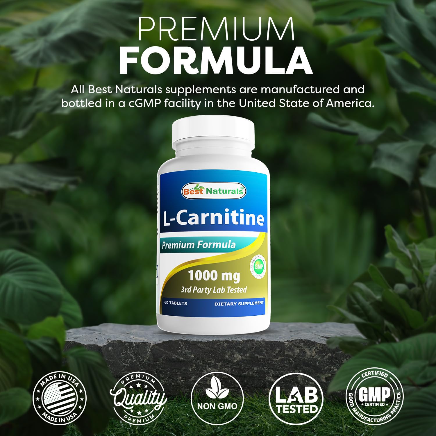 Best Naturals L-Carnitine 1000mg 60 Tablets (60 Count (Pack of 1)) Best Naturals uk supplements