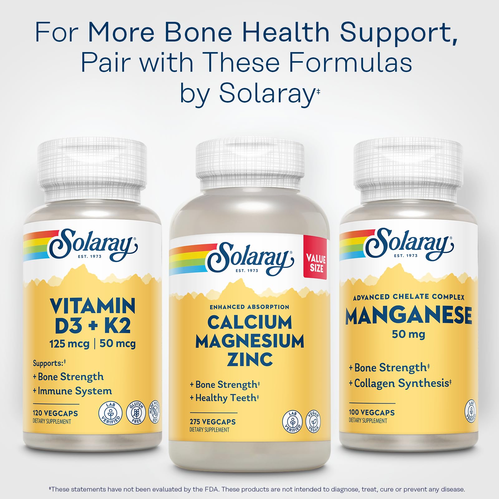 SOLARAY Manganese Supplement 50 mg - Essential Trace Minerals - Advanced Trace Mineral Supplements for Bone Strength and Bone Health Support - Lab Verified, 60-Day Guarantee, 100 Servings, 100 VegCaps SOLARAY uk supplements