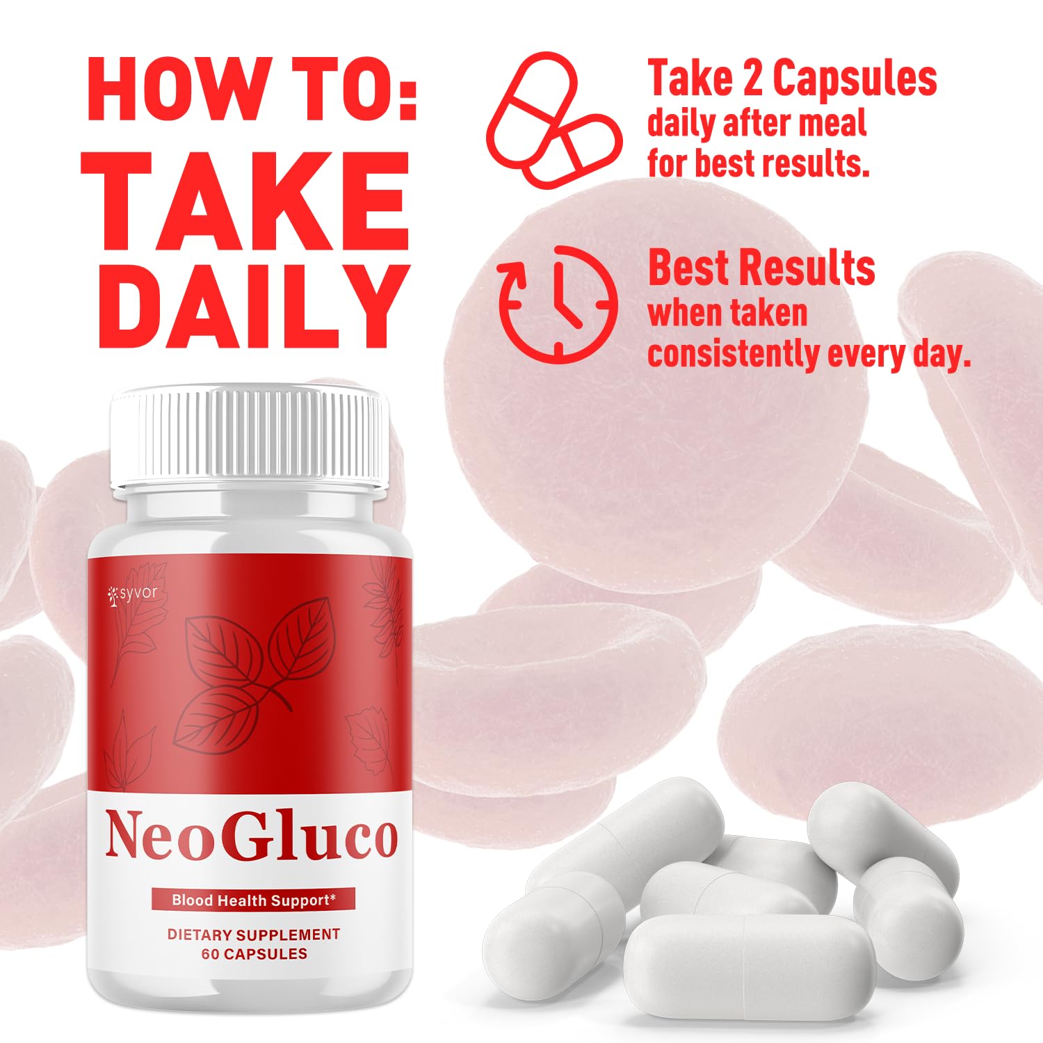 (2 Pack) NeoGluco Capsules, Official NeoGluco Glycogen Support Pills with All Natural Ingredients, Advanced Formula Health Supplement with Max Strength Premium Vitamins for Women & Men (120 Capsules) Syvor uk supplements