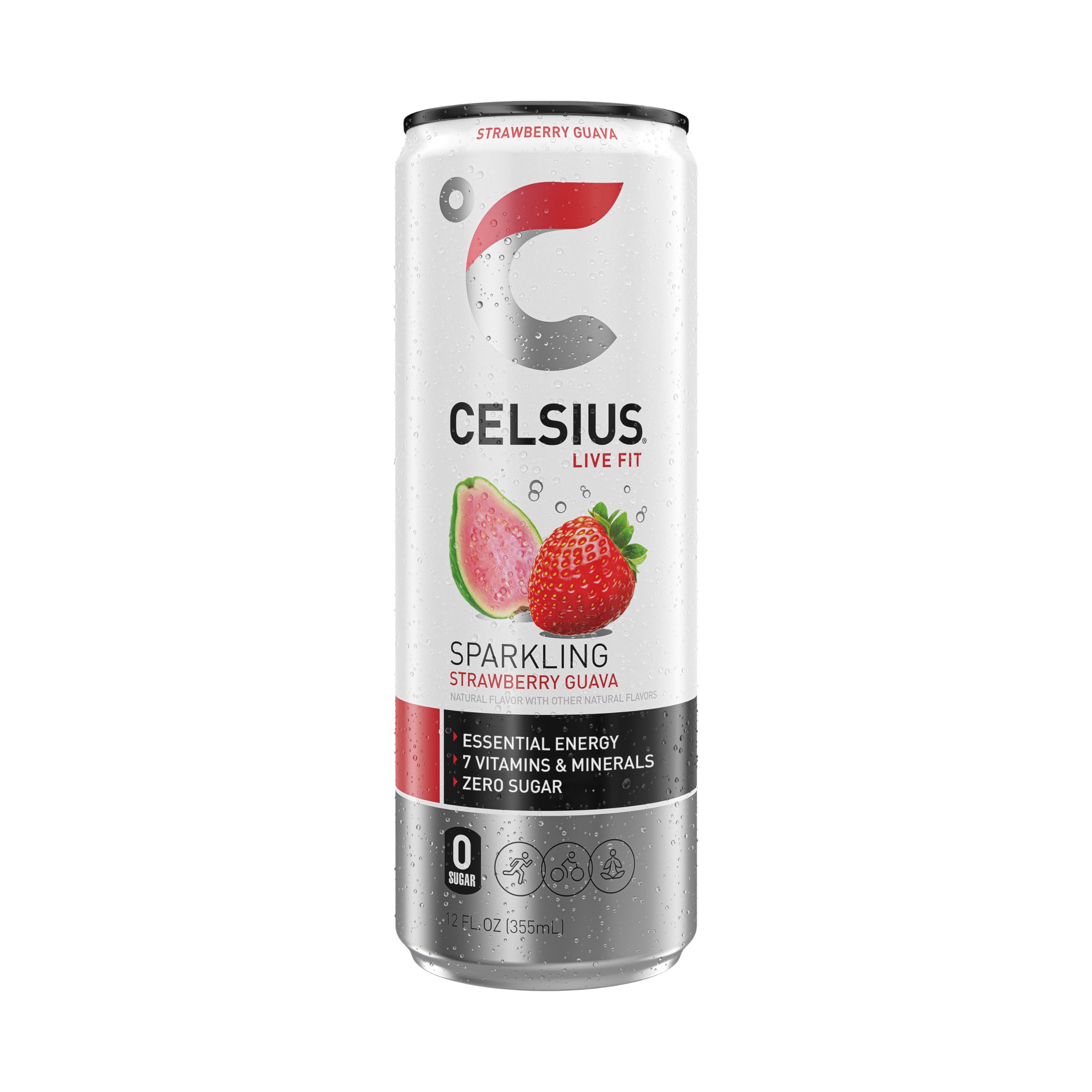 CELSIUS Sparkling Strawberry Guava, Functional Essential Energy Drink 12 Fl Oz (Pack of 12) CELSIUS uk supplements