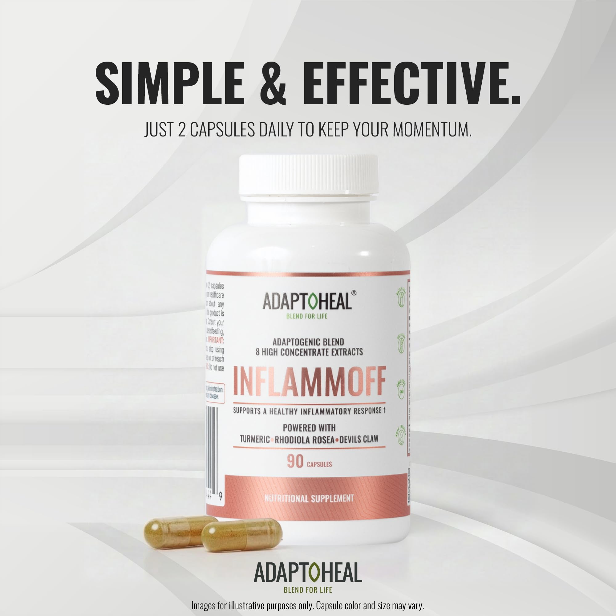 ADAPTOHEAL Inflammoff - Adaptogenic Supplement Designed to Support Joint, Muscle and Tissue Inflammation Naturally, 8 Highly Concentrated extracts with Turmeric and Rhodiola rosea (90 Capsules) ADAPTOHEAL uk supplements