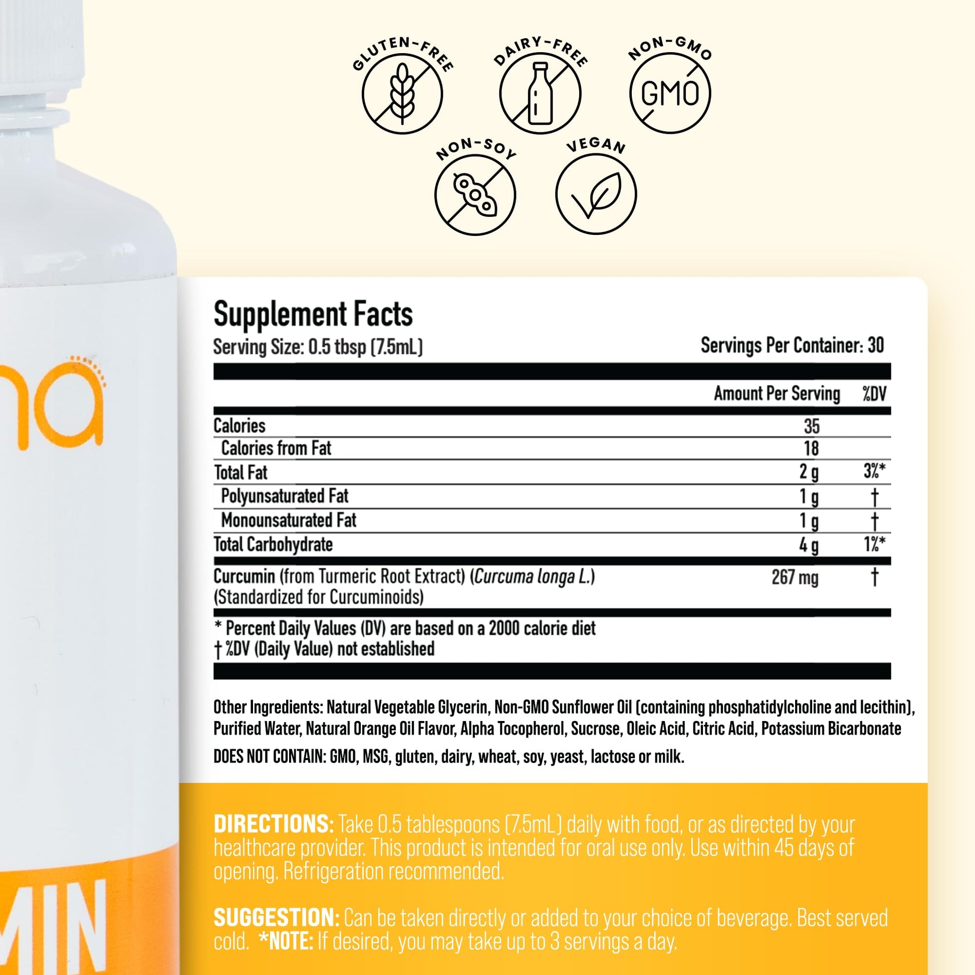 Manna Vitamins Evolved Liposomal Liquid Curcumin for Advanced Absorption Best Turmeric Supplement for Daily Joint & Immune Health Support - Vegan, Non-GMO, 95% Curcuminoids (1 Pack) Manna Vitamins Evolved uk supplements