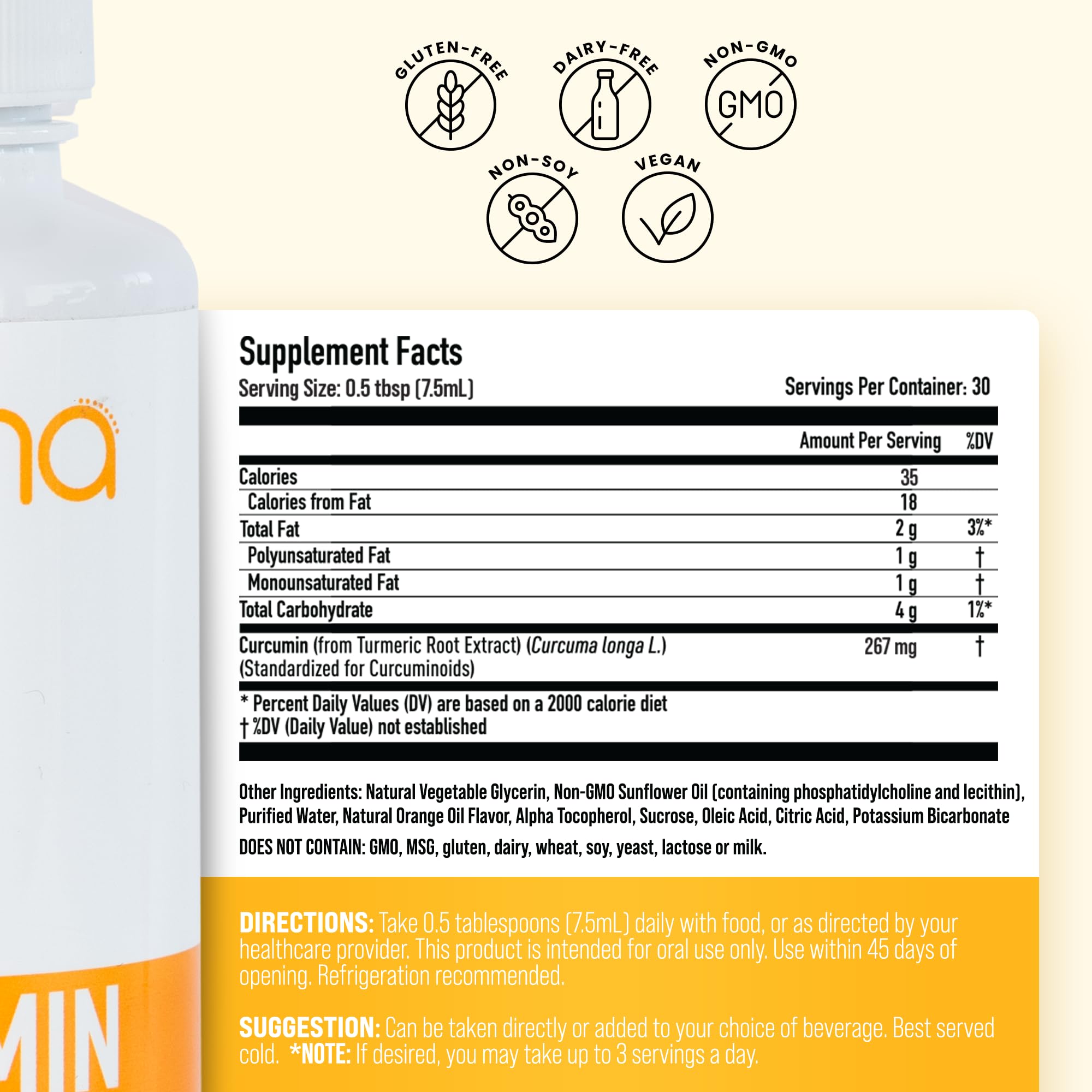 Manna Vitamins Evolved Liposomal Liquid Curcumin for Advanced Absorption Best Turmeric Supplement for Daily Joint & Immune Health Support - Vegan, Non-GMO, 95% Curcuminoids (1 Pack) Manna Vitamins Evolved uk supplements