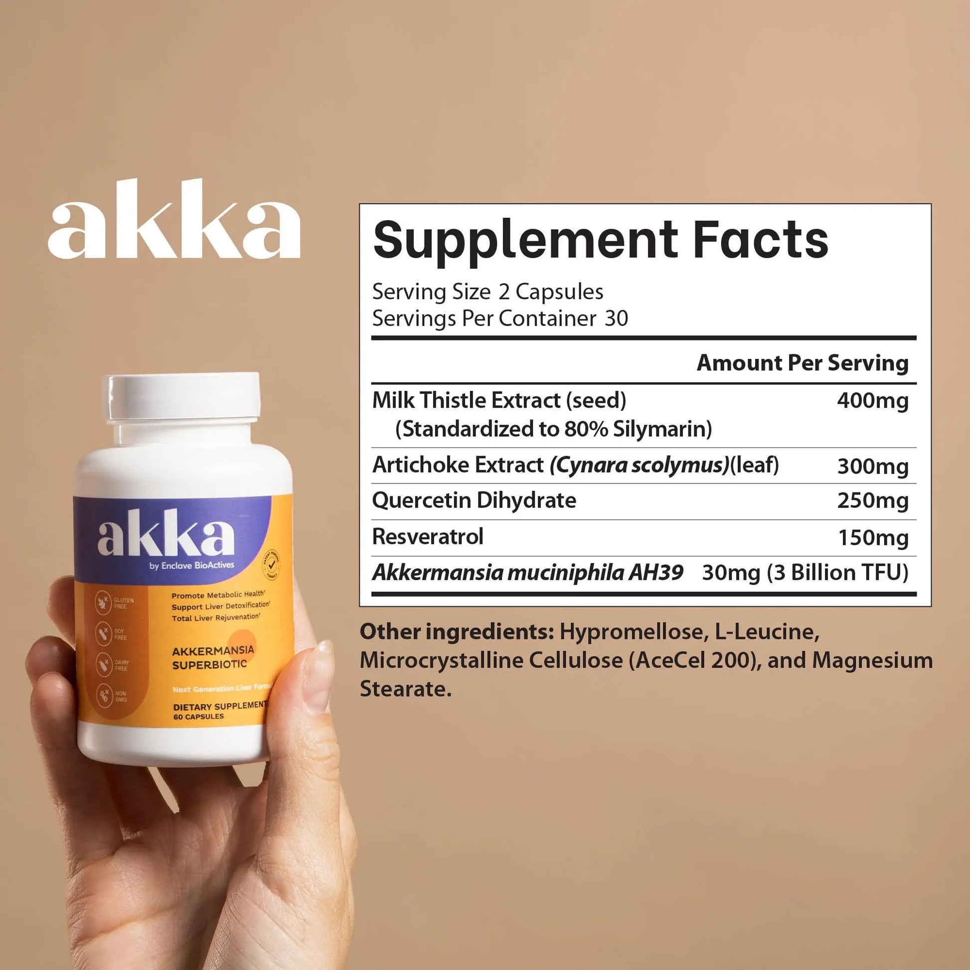 AKKA Premium Liver Cleanse Detox & Repair Superbiotic - Supports Liver Health & Function, Boosts Energy, Digestion & Metabolism with Bioavailable Pasteurized Akkermansia, Non-GMO, Gluten-Free, 60 Caps AKKA uk supplements