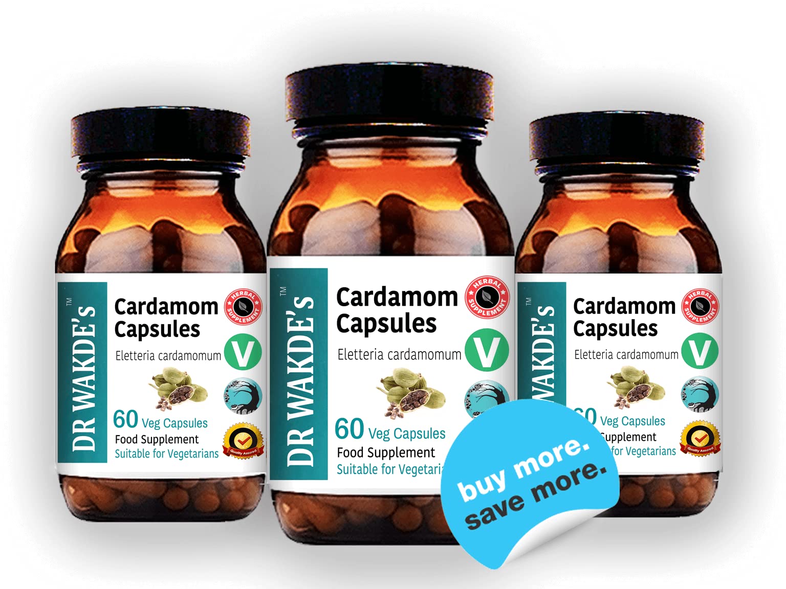 DR WAKDE'S Cardamom Capsules (60 Veg Caps, Plant-Based Supplement, Ayurvedic Herb, All Natural, Vegan) DR WAKDE's uk supplements