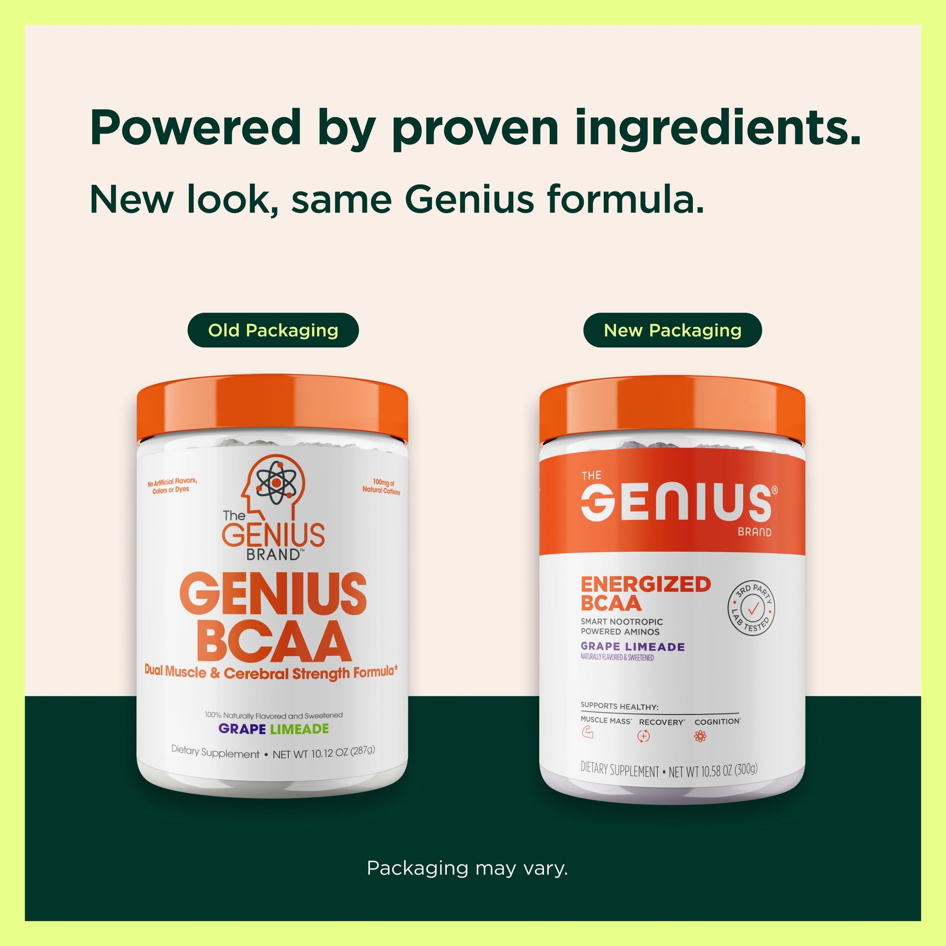 Genius BCAA Powder - 5g Vegan BCAAs L-Glutamine, Cognizin & Rhodiola Muscle Recovery Energy Support 100mg Caffeine Pre, Intra, Post-Workout Nootropic Supplement for Focus & Performance - Grape Limeade The Genius Brand uk supplements