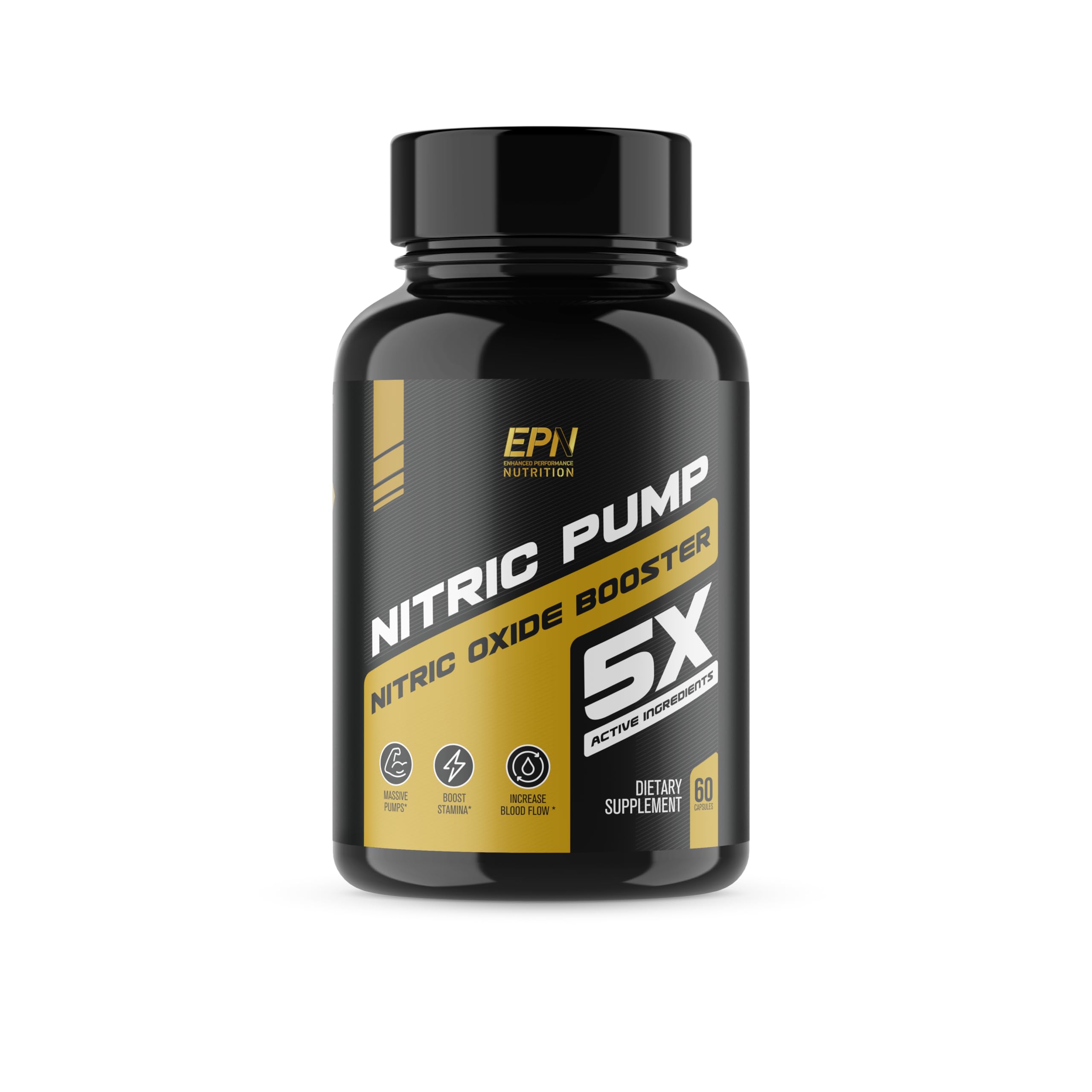 Nitric Pump 5X | #1 Rated Nitric Oxide Booster Supplement | Stim Free Pre Workout EPN Supplements uk supplements