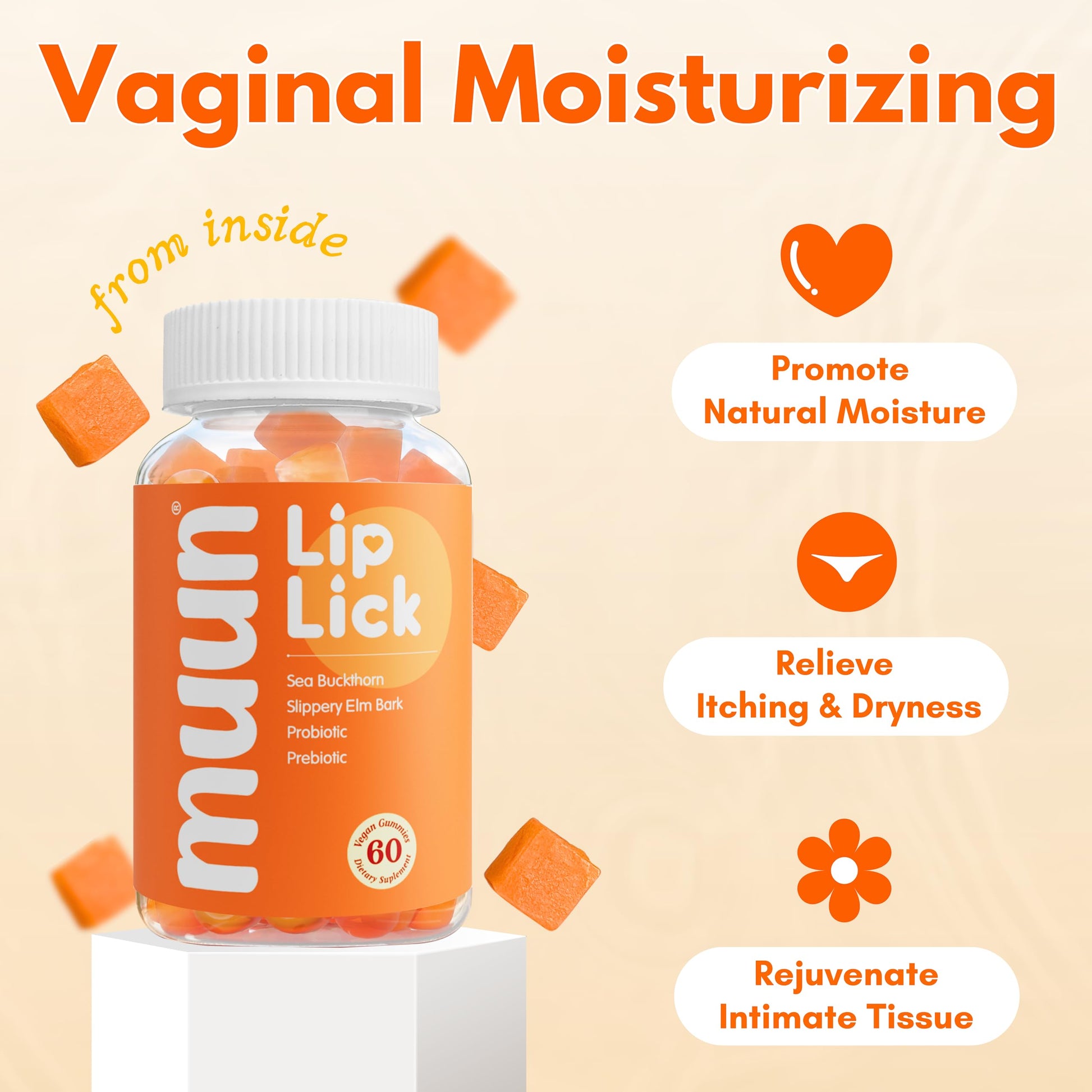 Muun Vaginal Dryness Gummy for Perimenopause Menopause with Slippery Elm Bark, Omega Muun uk supplements