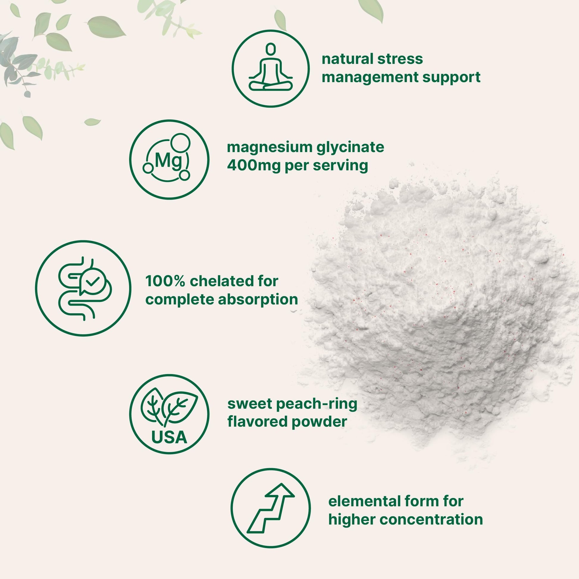 Magnesium Powder, 12oz (56 Servings) | Magnesium Glycinate Powder | Sweet Peach Ring Flavored | Sleep, Muscle, Heart & Nerve Health Support | Easily Absorbed | Non-GMO, Vegan, Sugar Free Micro Ingredients uk supplements