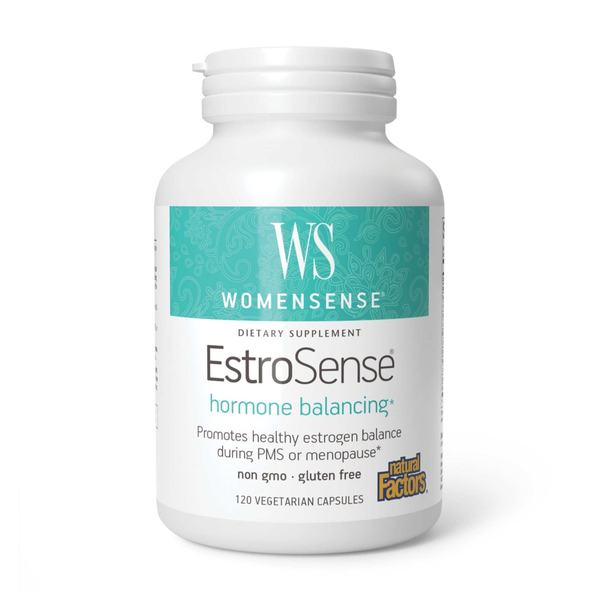 Natural Factors WomenSense EstroSense - Daily Hormonal Balance Support Supplement - Supports Healthy Menstration & Menopause - Non-GMO Natural Supplement - 120 Vegetarian Capsules (60 Servings) Natural Factors uk supplements
