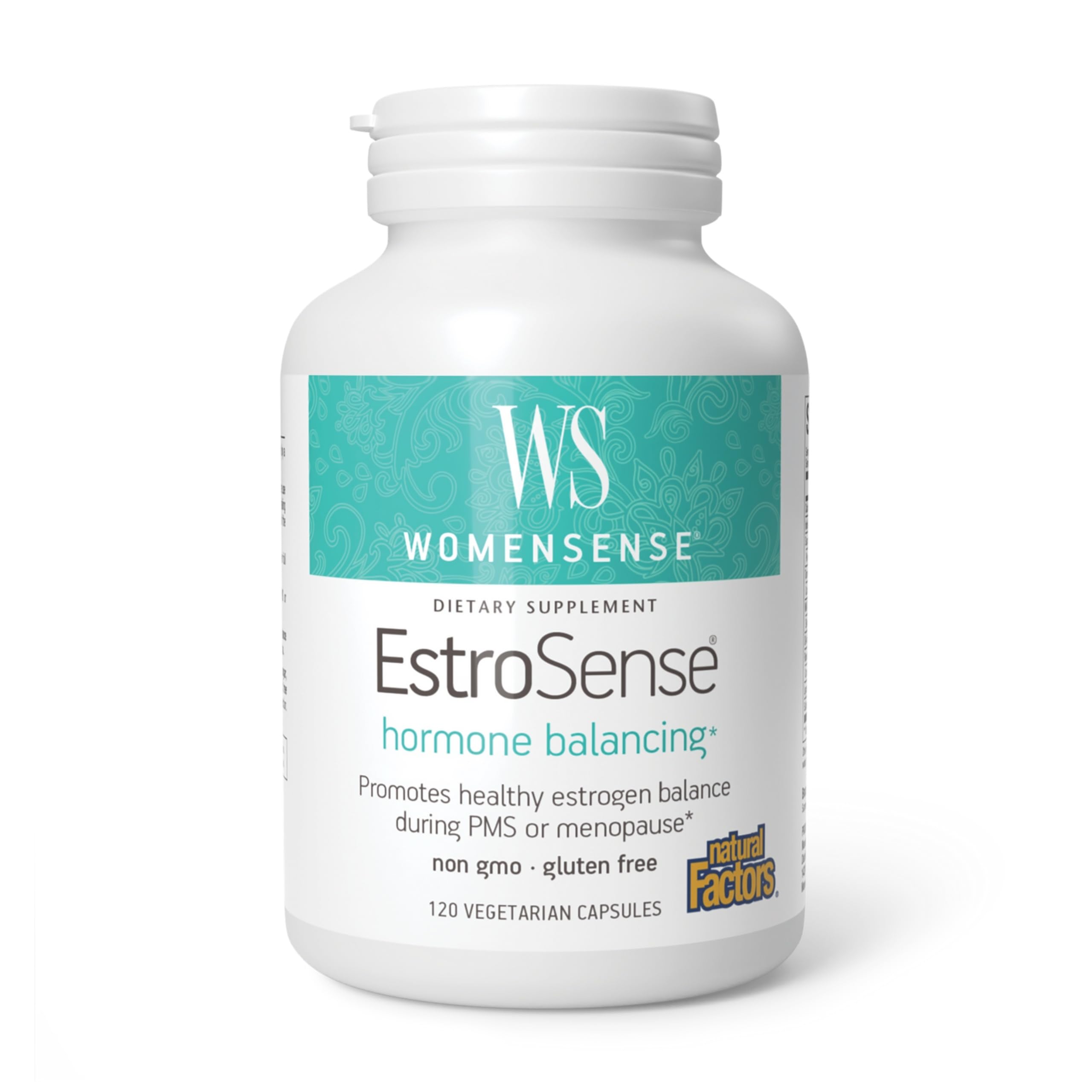 Natural Factors WomenSense EstroSense - Daily Hormonal Balance Support Supplement - Supports Healthy Menstration & Menopause - Non-GMO Natural Supplement - 120 Vegetarian Capsules (60 Servings) Natural Factors uk supplements