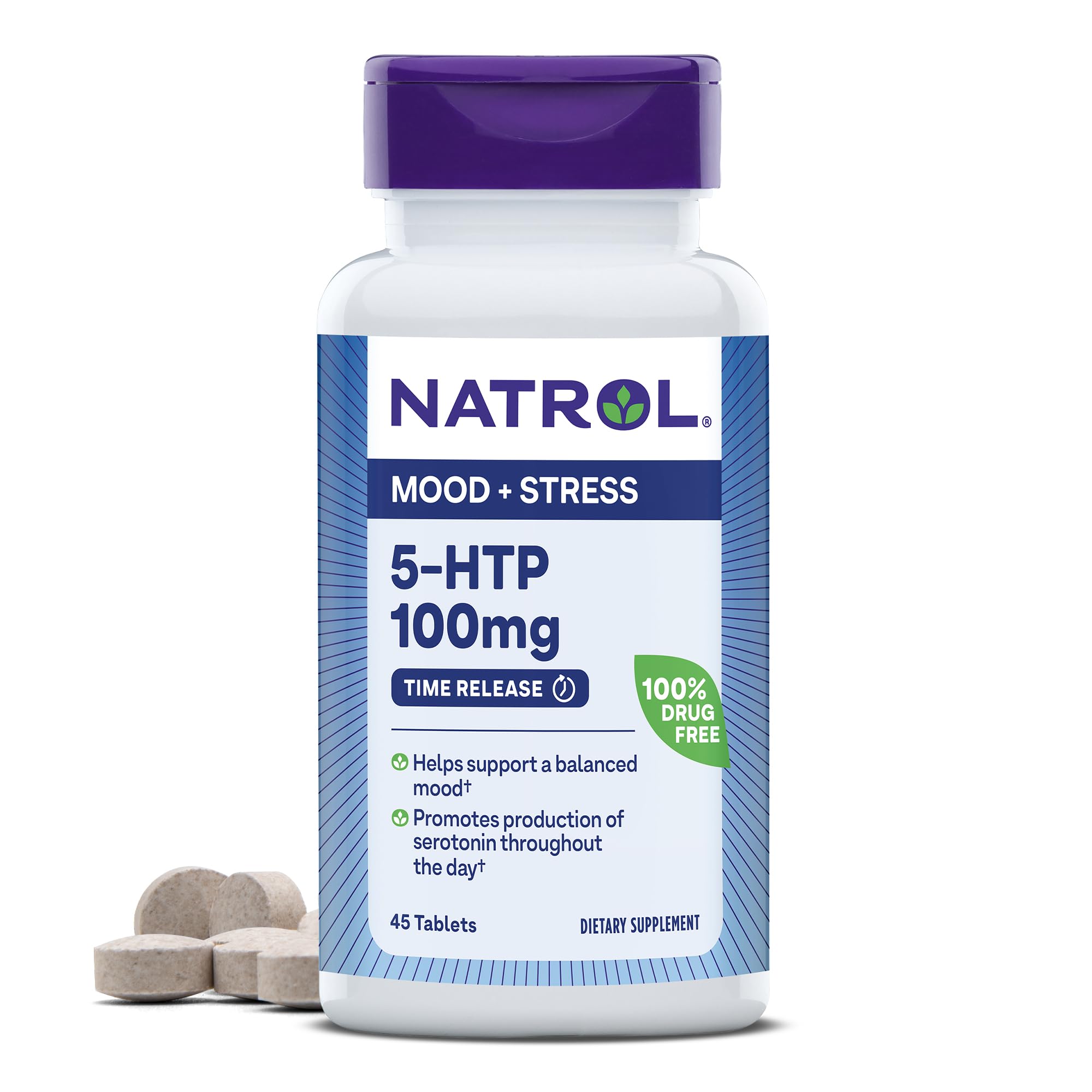 Natrol 5-HTP 100mg, Dietary Supplement Helps Support a Balanced Mood, 90 Time Natrol uk supplements