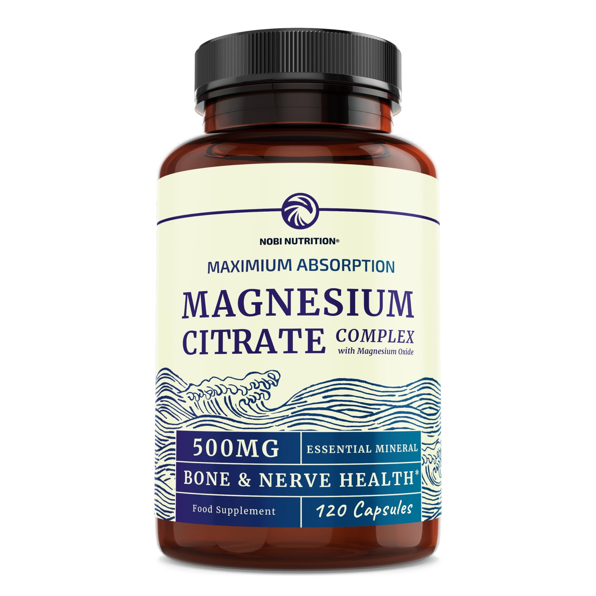 Magnesium Citrate Complex 500 MG for Calm, Relaxation, Constipation & Digestion Nobi Nutrition uk supplements