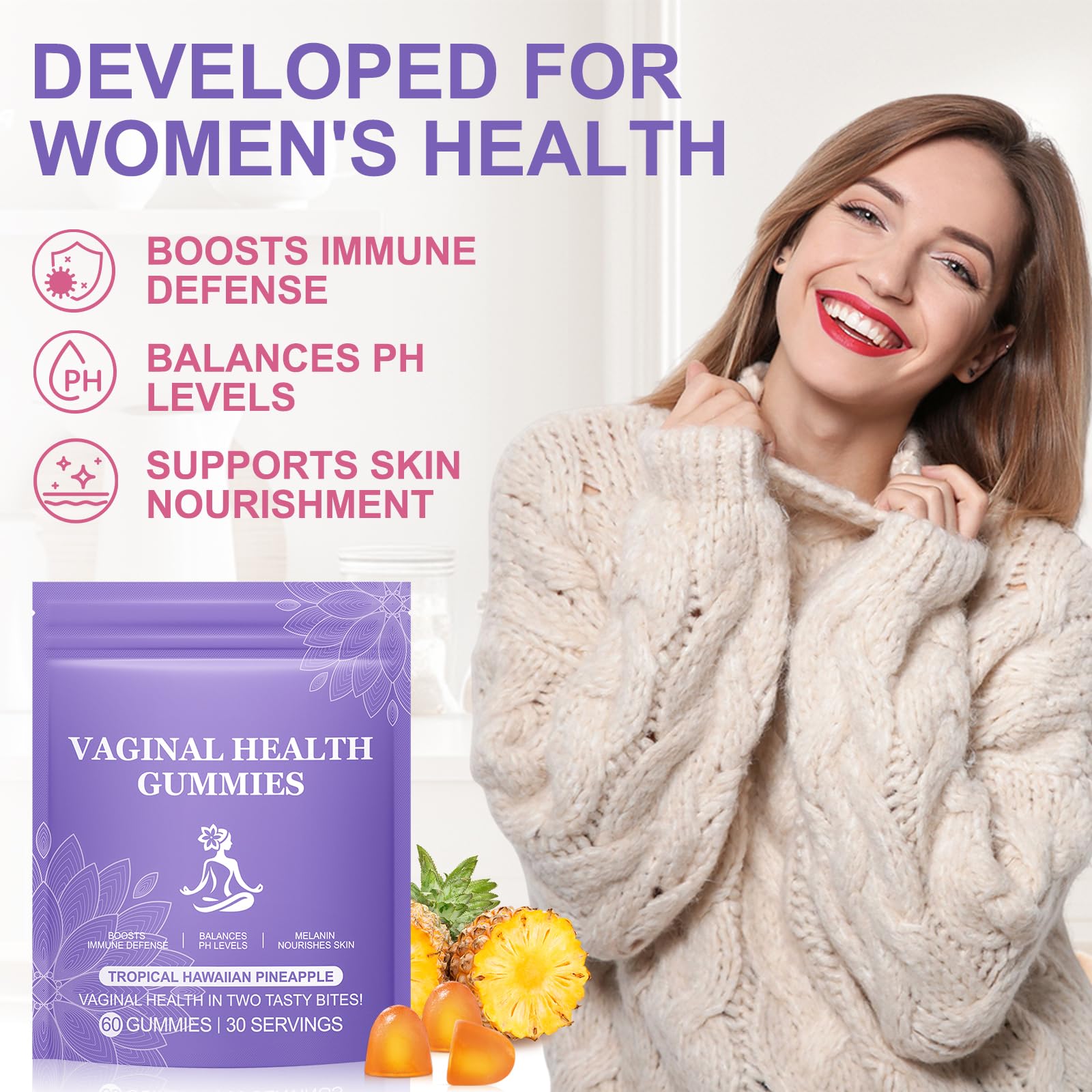 Vital Vaginal Probiotic Gummies for Women, 60PCS Feminine Balance Gummies, PH Balance,Immune Support, Vegan, Gluten-Free, Vaginal Probiotics Supplement, 60 Count DCTTVHVD uk supplements