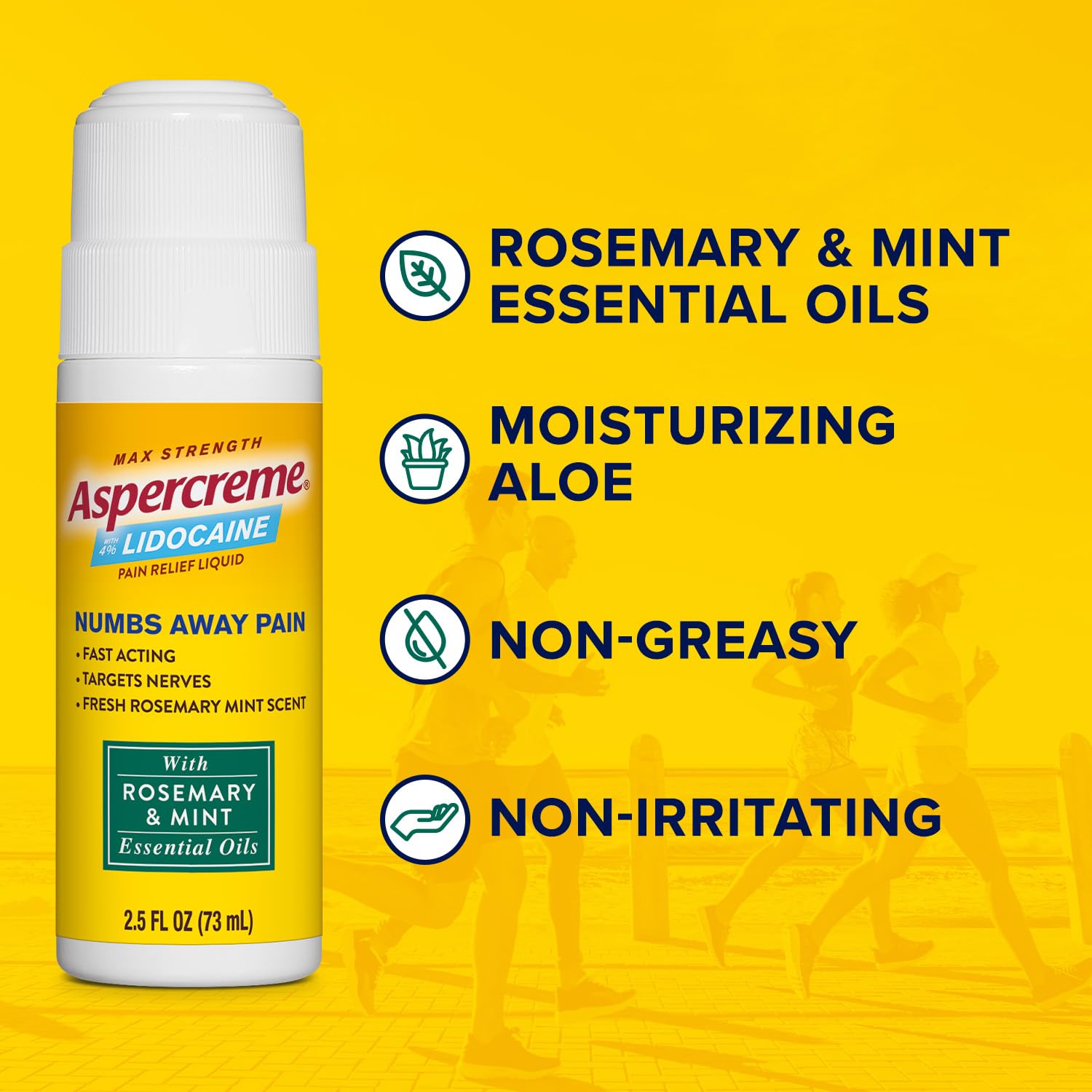 Aspercreme Essential Oils Lidocaine Pain Relief with No-Mess Roll-On Applicator, Max-Strength Lidocaine Numbs Away Nerve Pain, Moisturizing Aloe Hydrates Skin, Rosemary & Mint, 2.5 Oz. Aspercreme uk supplements