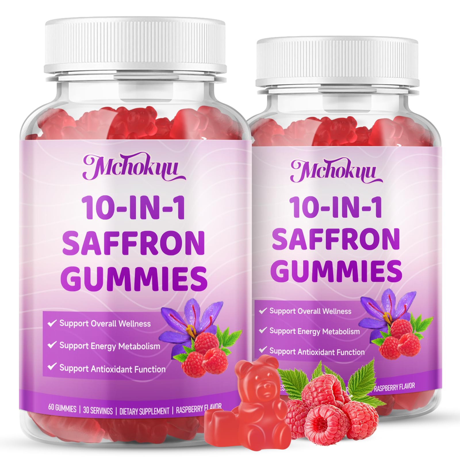 Saffron Supplement Gummies for Kids & Adults Supports Antioxidant Function with Ashwagandha, L-Theanine, Rhodiola Rosea, Lemon Balm, Vitamin D3, B6, Magnesium & Zinc – Raspberry Flavor, 60 Count Mchokuu uk supplements