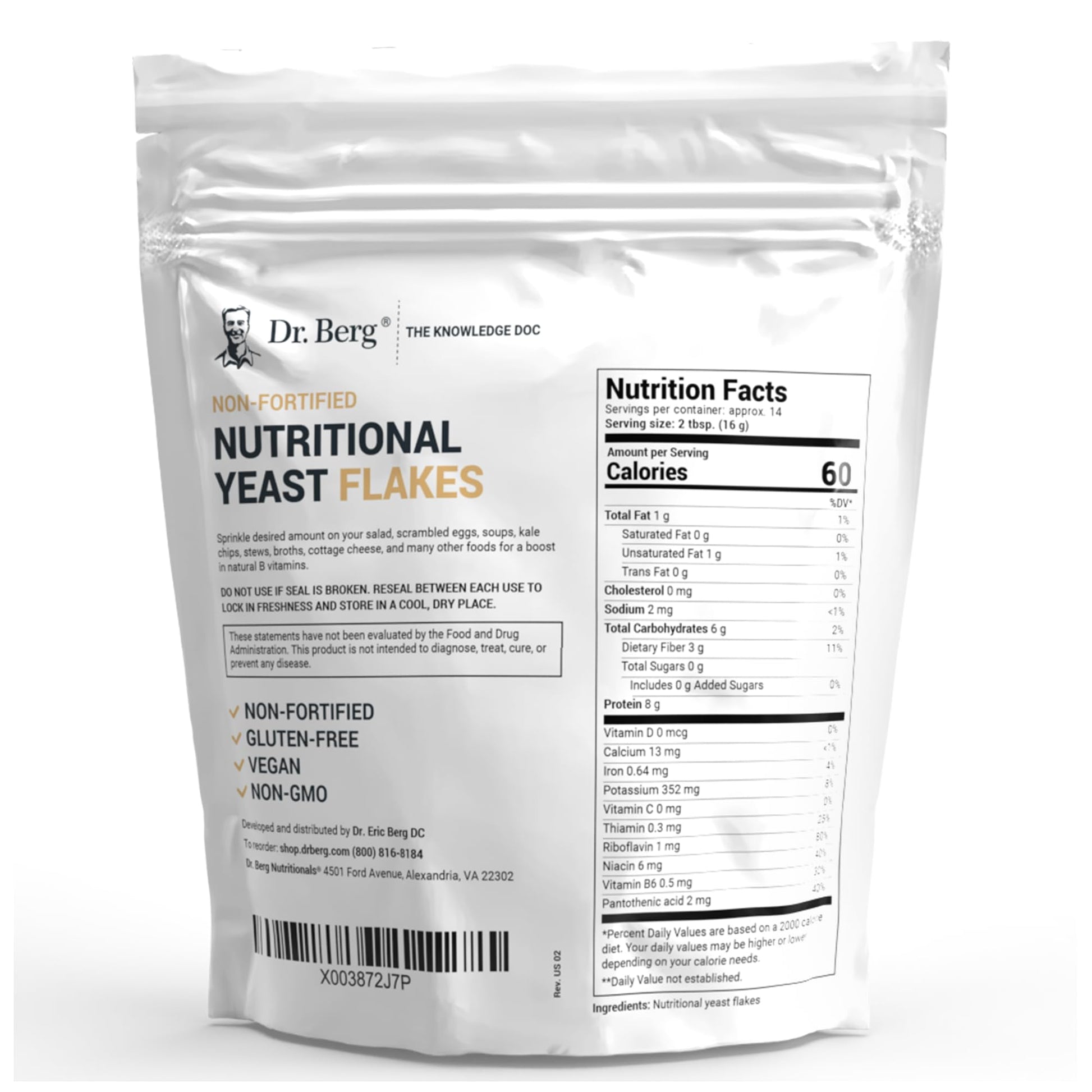 Dr. Berg Premium Nutritional Yeast Flakes - Delicious Non-Fortified Nutritional Yeast Dr. Berg Nutritionals uk supplements