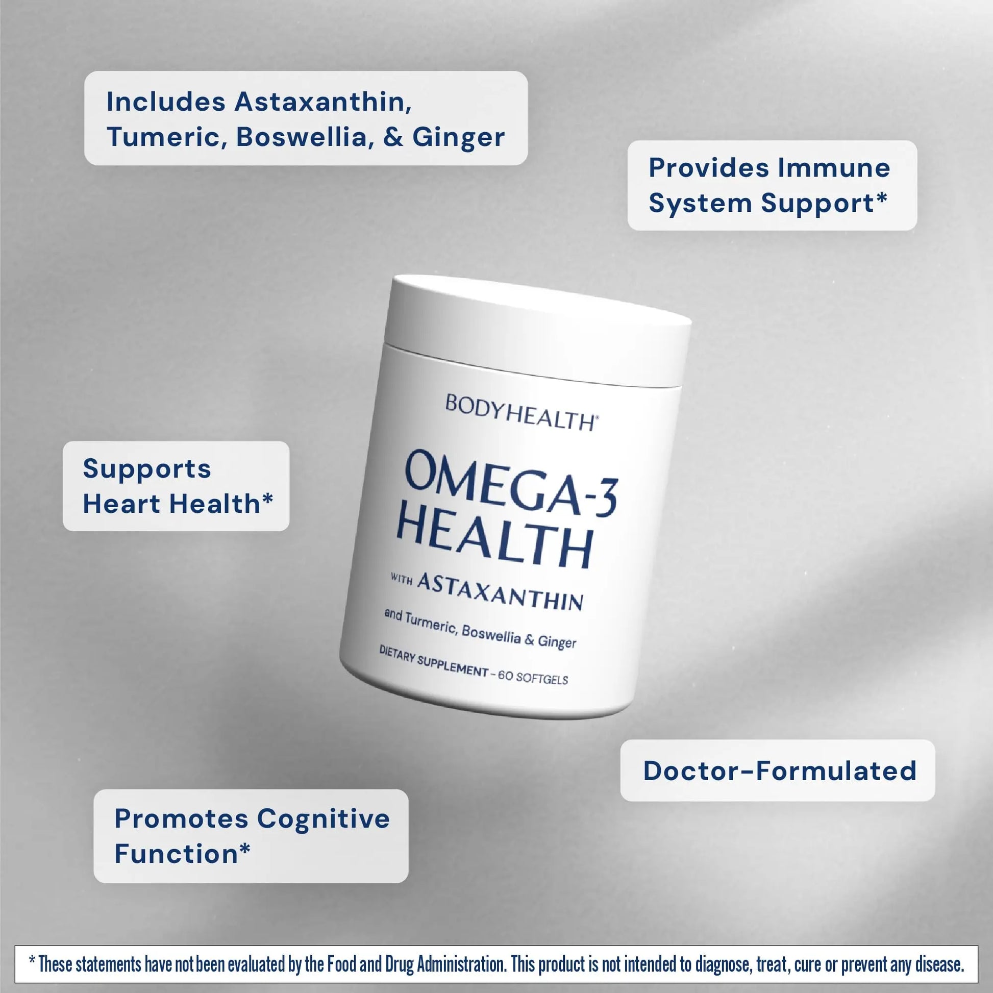 BodyHealth Omega 3 Health, Fish Oil Supplement for Women and Men, Heart and Brain Health, Fish Oil Pills, Fatty Acid Supplements, Omega 3 Vitamins - 60 Soft Gels BodyHealth uk supplements