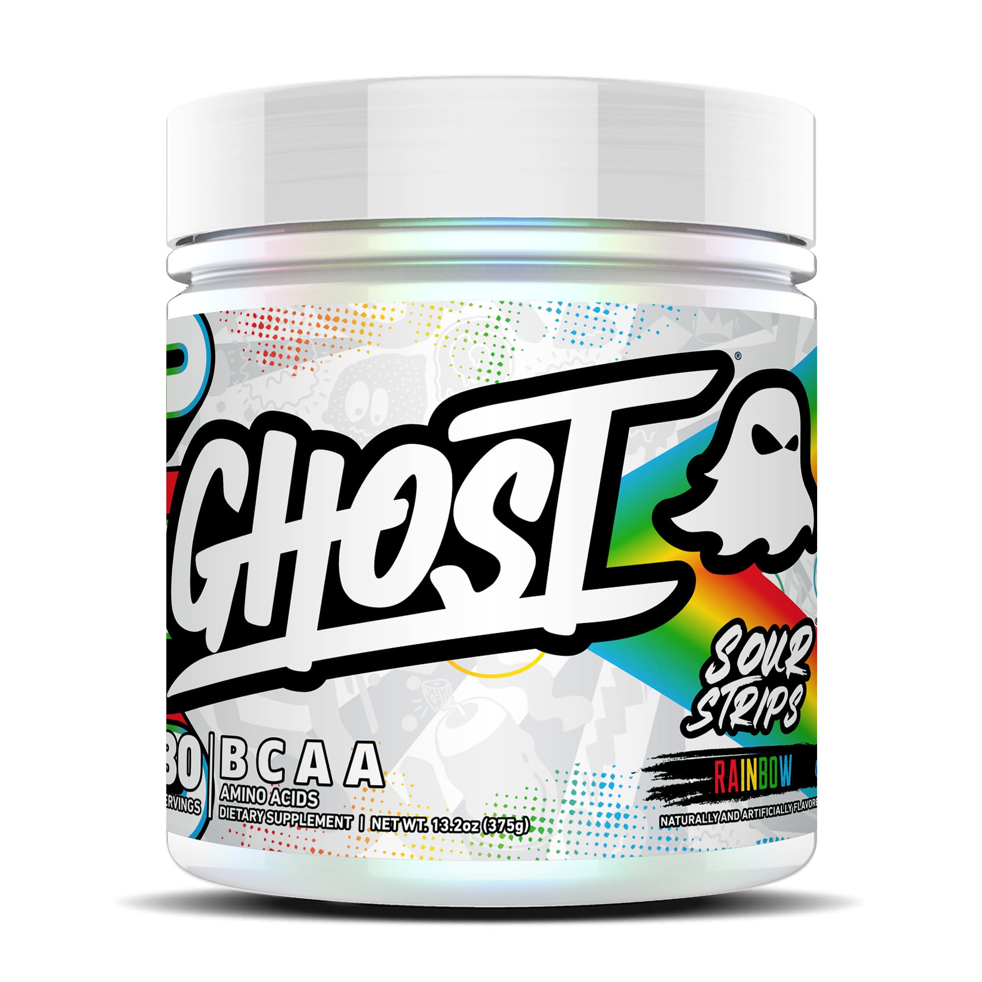 GHOST BCAA Powder Amino Acids Supplement, Sour Strips - 30 Servings - Sugar-Free Intra, Post & Pre Workout Amino Powder GHOST uk supplements