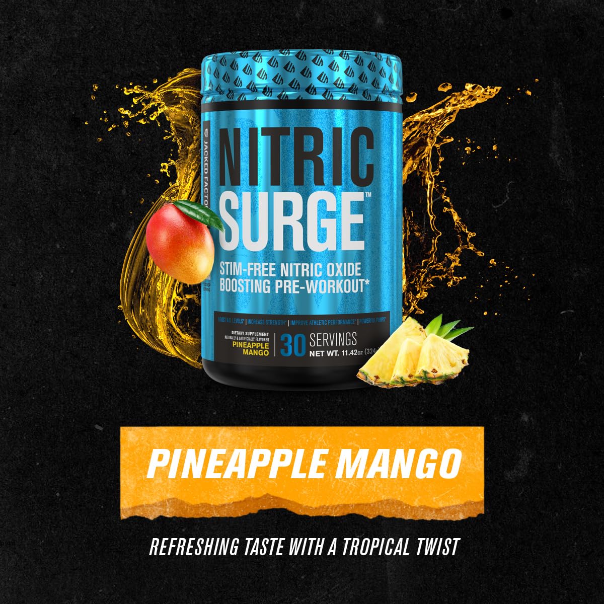 Nitric Surge Stim Free Pre Workout Powder - Caffeine Free Nitric Oxide Supplement Jacked Factory uk supplements