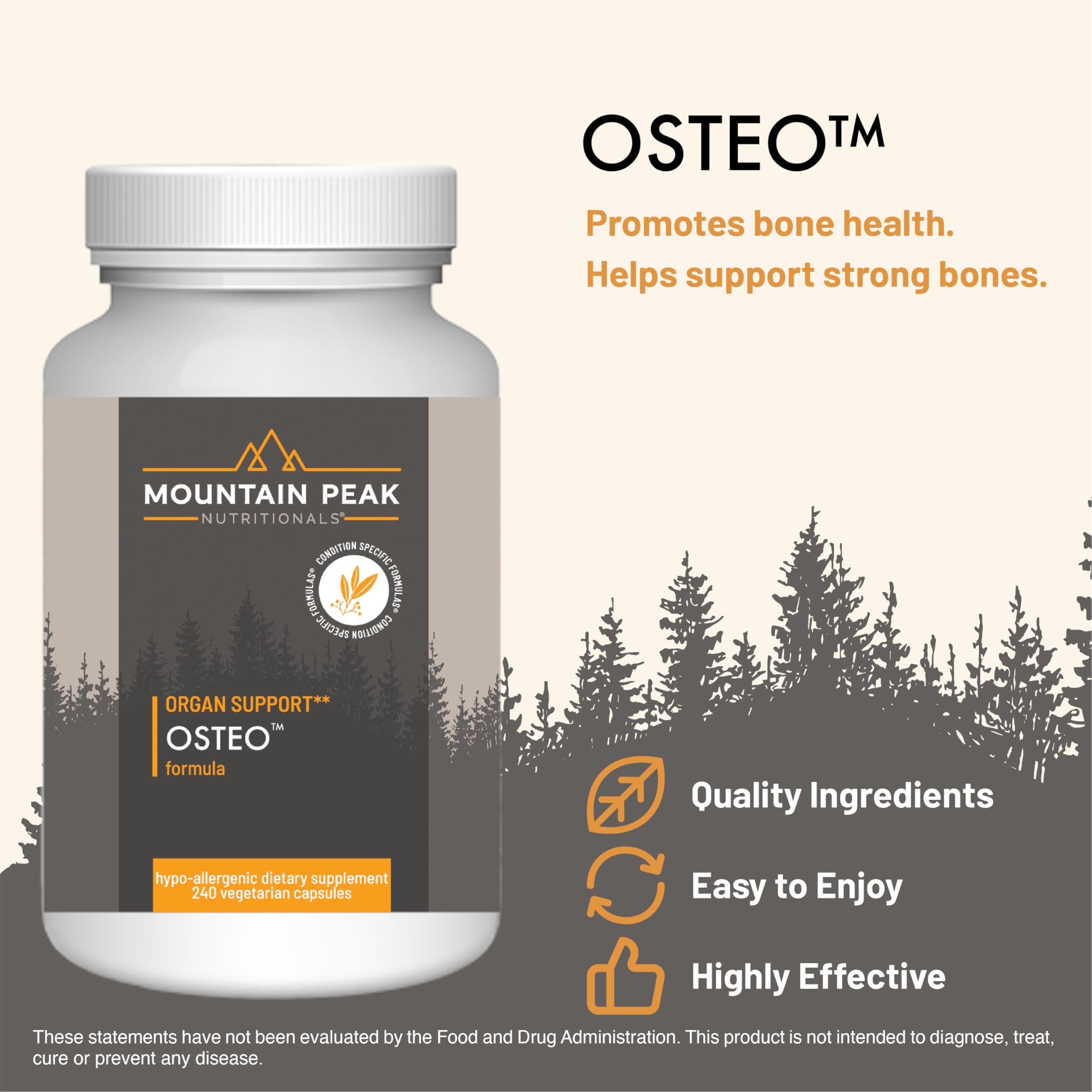 Mountain Peak Nutritionals Osteo Supplement - Organ & Strong Bone Support, Promotes Bone Health - With Vitamins D3, K2, Calcium, and Magnesium - Bone Building & Strengthening (240 Vegetarian Capsules) Mountain Peak Nutritionals uk supplements