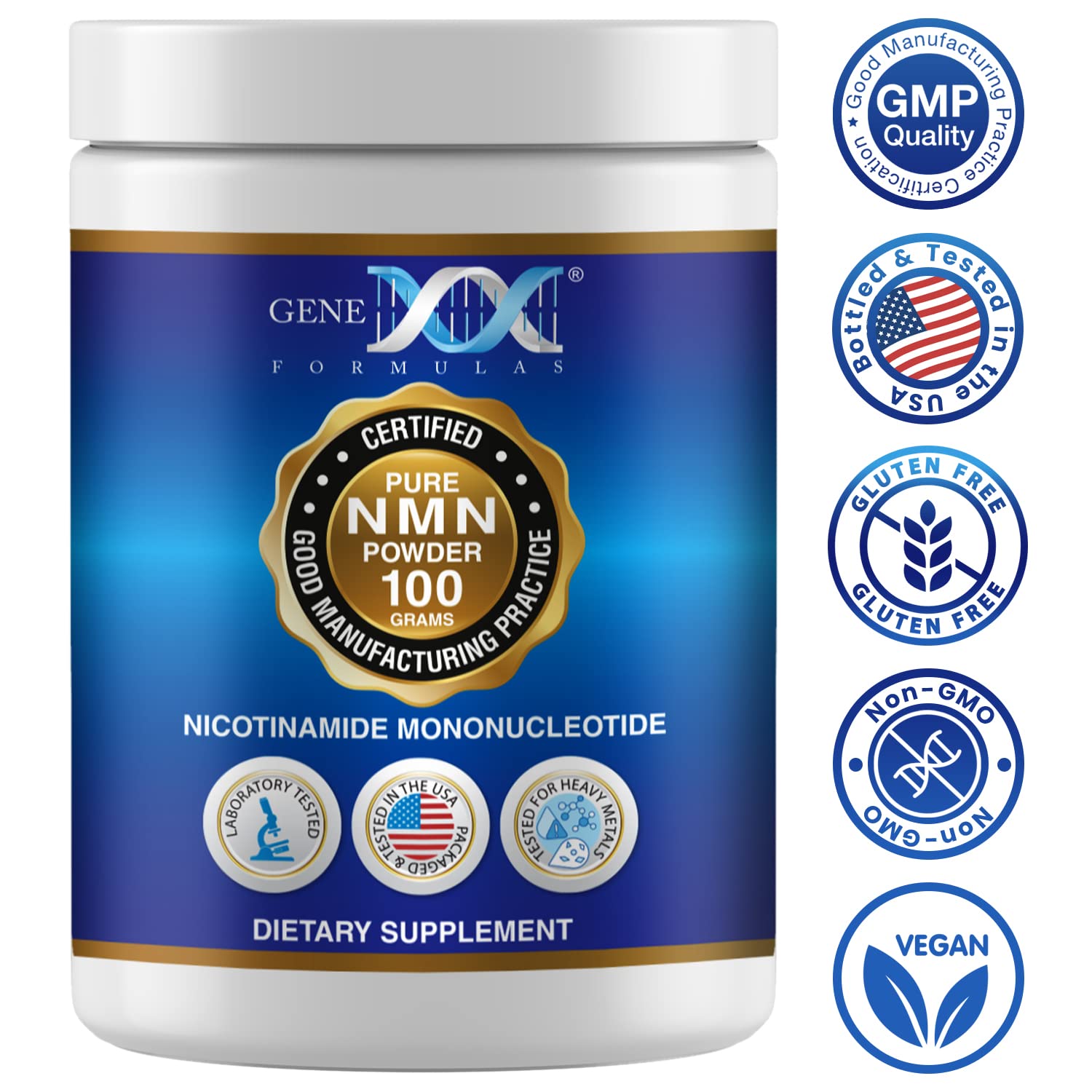 Genex Formulas Pure NMN Powder 100 Grams, Instant Dissolve, Shelf Stable, Non-Synthetic, PVP Free, Ultra-Low Density, 99.9% Pure NMN, Made in a US-Based, GMP, NSF & FSSC 22000 Certified Facility Genex Formulas uk supplements