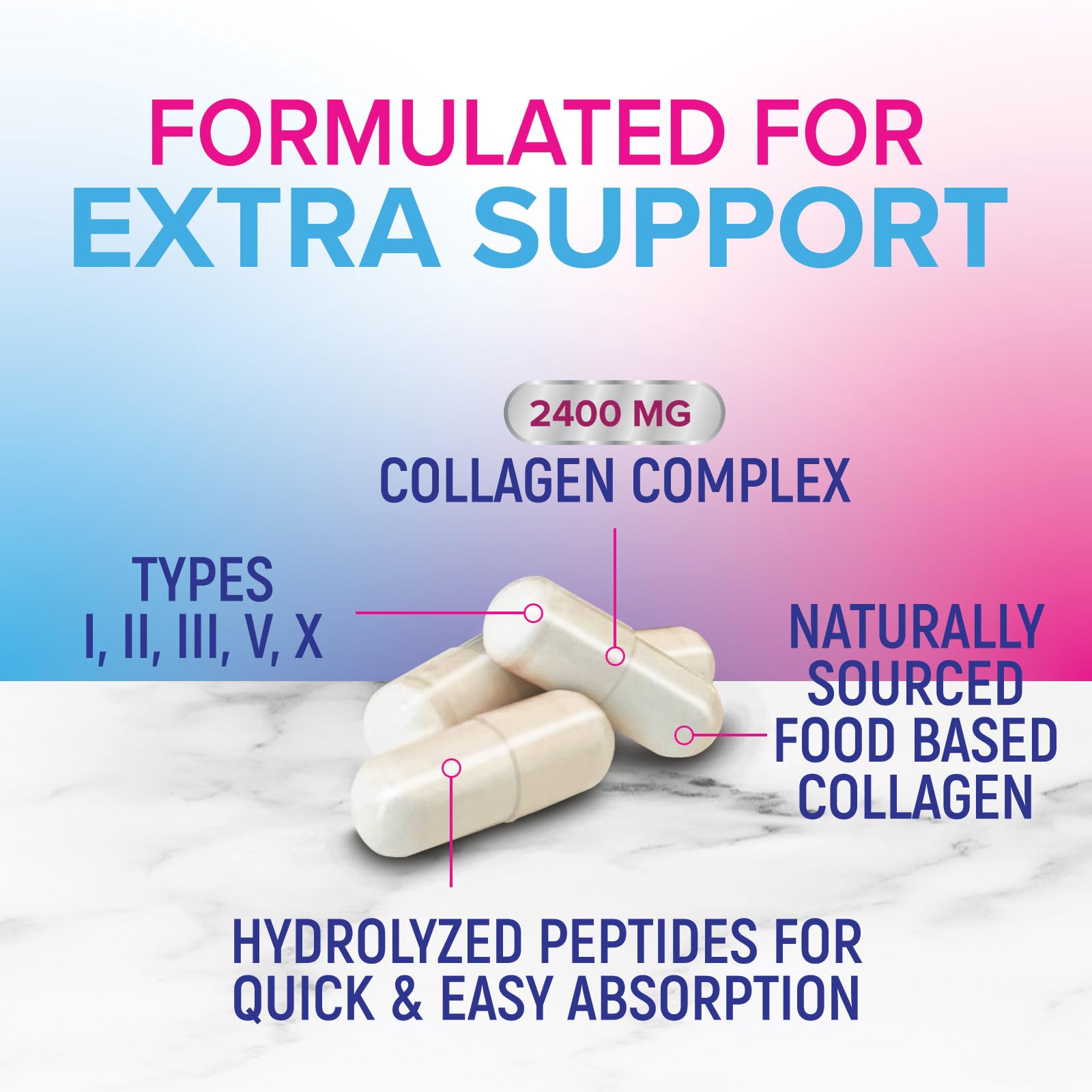 Multi Collagen Pills 2400 mg - Advanced Types I, II, III, V, X - Hydrolyzed Multi Collagen Peptides Pills, Collagen Supplements for Women & Men - Hair, Skin, & Nail Support Supplement - 120 Capsules Nature's Nutrition uk supplements