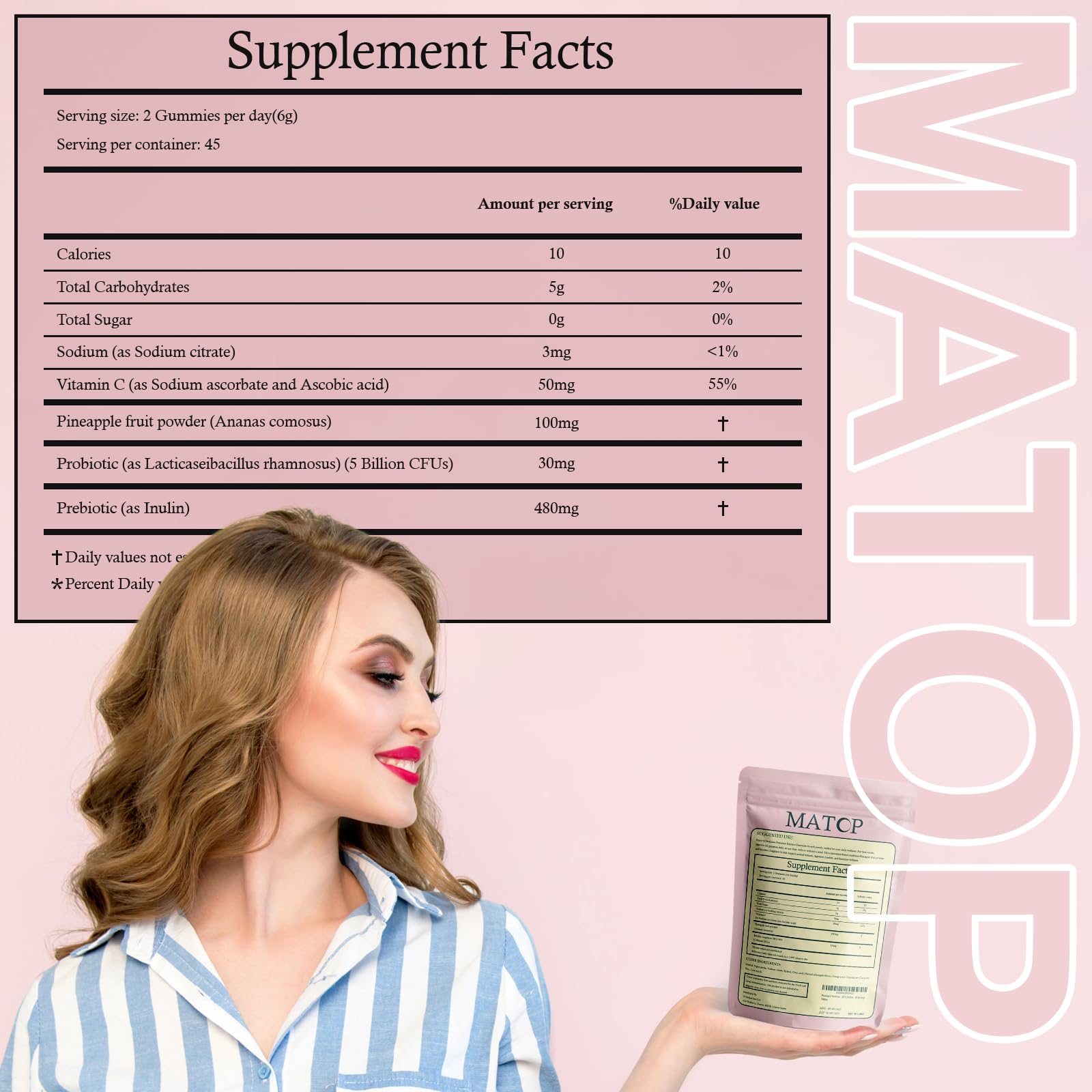 MATOP Probiotic Prebiotic pH Balance Gummies - Vaginal Health Gummies for Women Pro + Prebiotic with Pineapple Flavor, Vegan, Sugar-Free – 90 Gummies (45 Servings) MATOP uk supplements