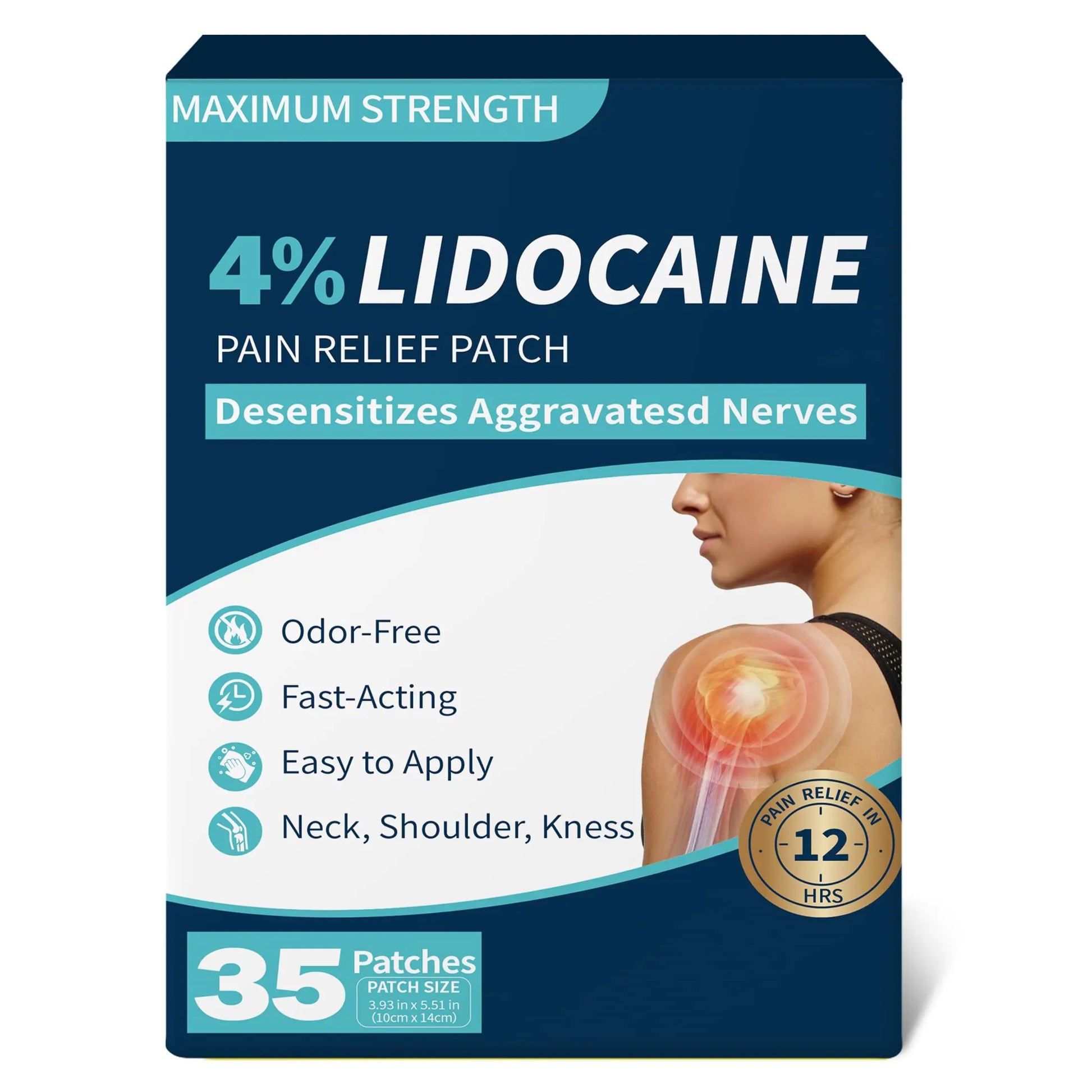 SZLGANG 4% Lidocaine Pain Relief Patches - (Large, 35, Count) Maximum Strength Relief for Back, Neck, Shoulder, Joint & Muscle Pain, 3.9”x 5.5”-03277 SZLGANG uk supplements