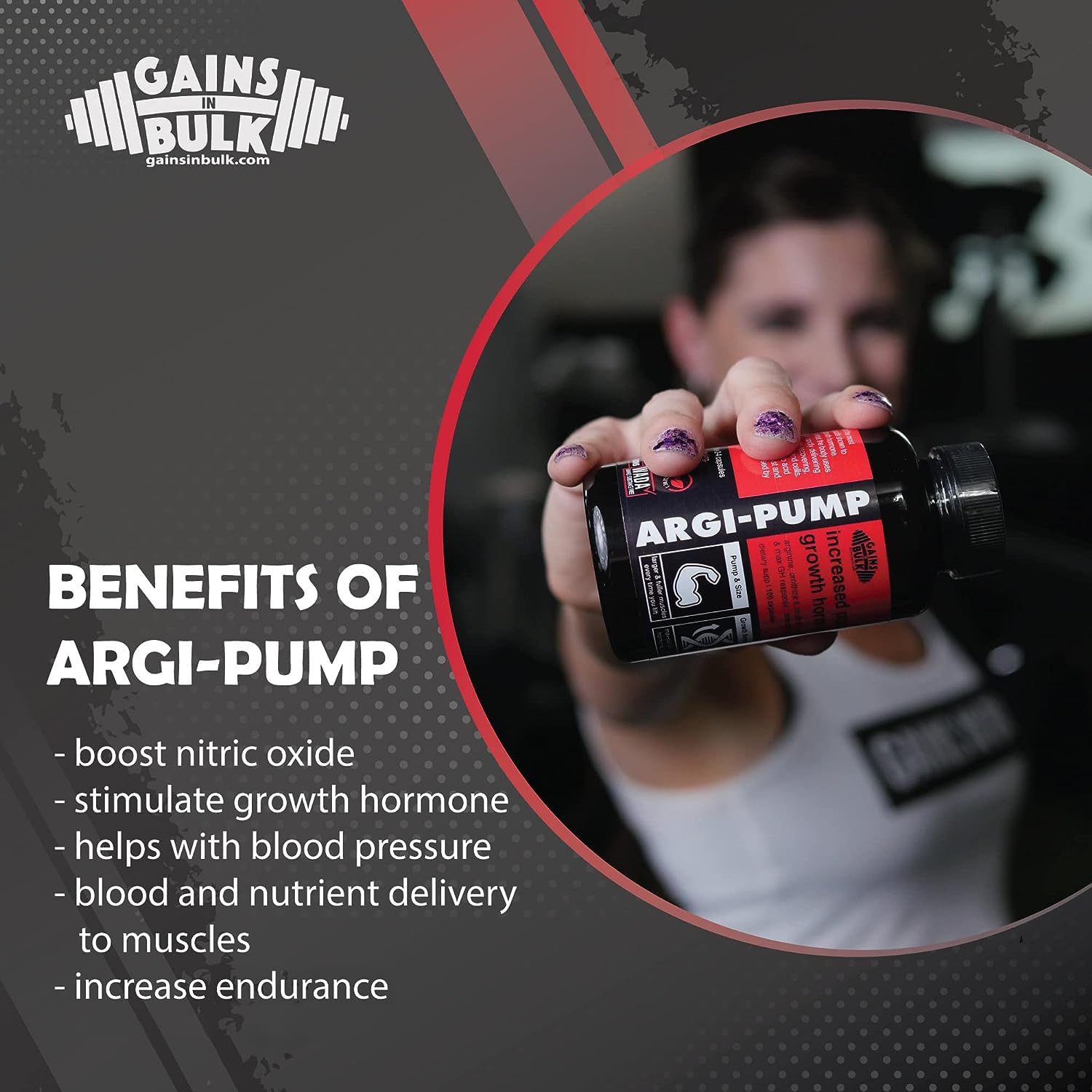 Gains in Bulk, Argi Pump, L-Arginine Nitric Oxide Booster with L-Citrulline and L-Ornithine GAINS IN BULK GAINSINBULK.COM uk supplements
