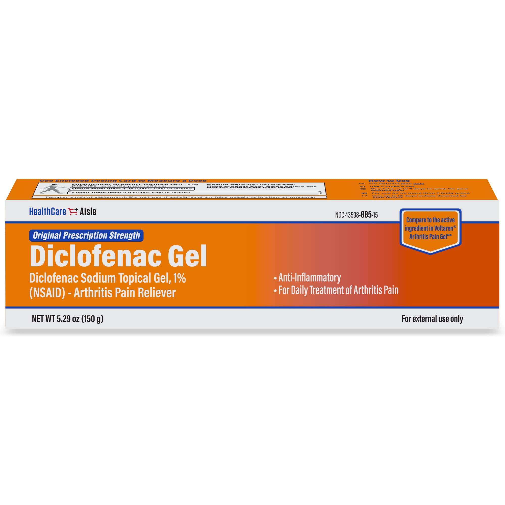 HealthCareAisle Diclofenac Gel, 1%, Arthritis Pain Relief - 150 g tube - Original Prescription Strength (NSAID) HealthCareAisle uk supplements