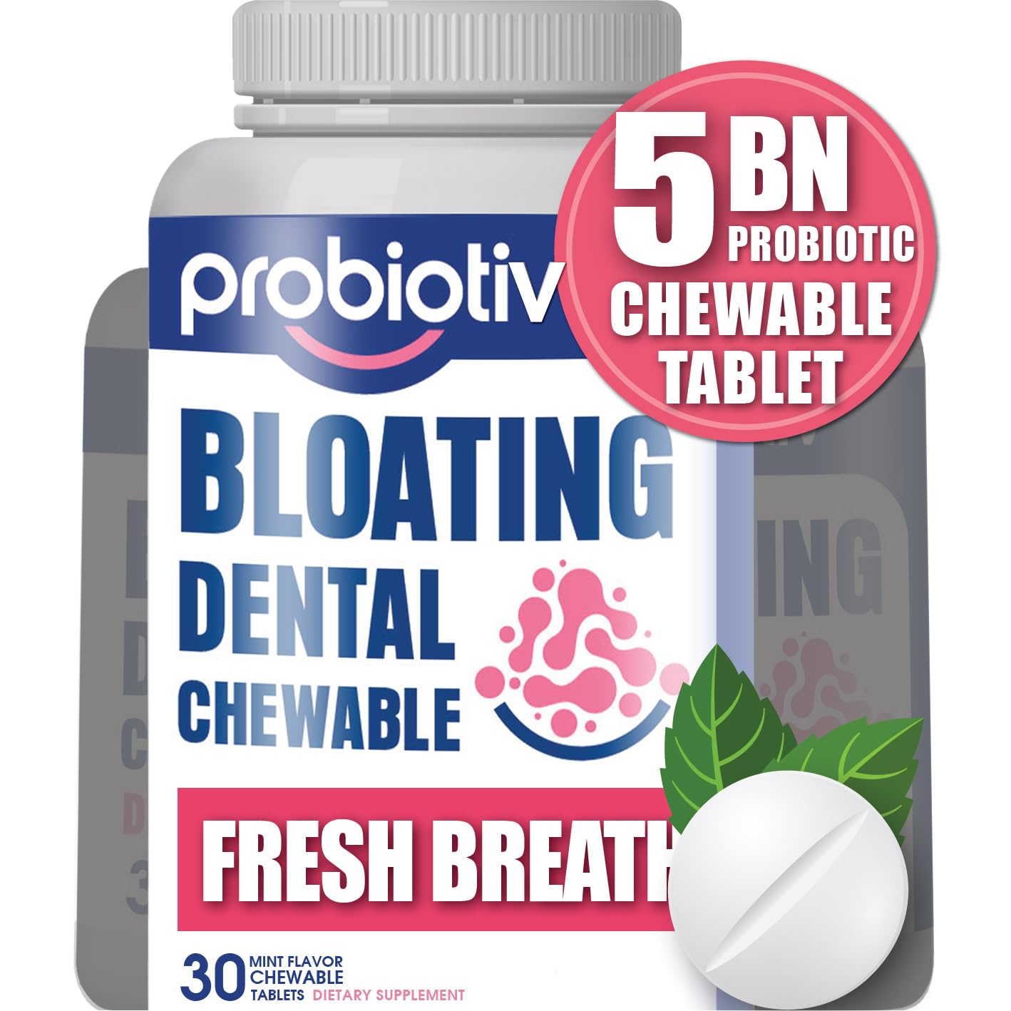 Probiotiv Chewable Probiotics for Daily Bloating w/ 5 Billion CFU – “Two-in-One Combo” Probiotiv uk supplements