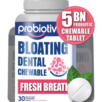 Probiotiv Chewable Probiotics for Daily Bloating w/ 5 Billion CFU – “Two-in-One Combo” Probiotiv uk supplements