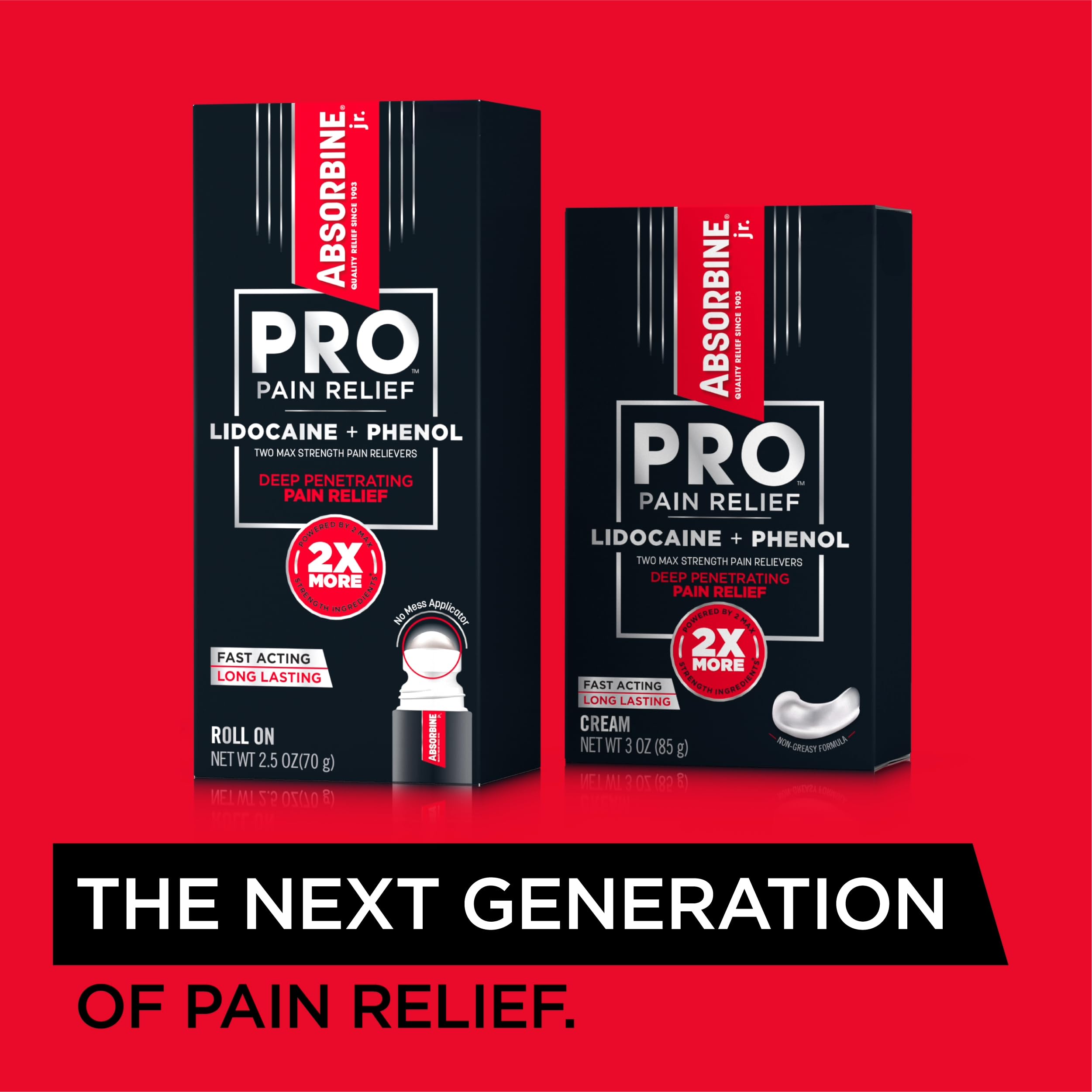 Absorbine Jr. PRO Maximum Strength Lidocaine Roll-On for Targeted Nerve and Muscle Pain Relief, 4% Lidocaine + 1.5% Phenol, Fast Acting & Long Lasting, 2.5 oz ABSORBINE JR. uk supplements