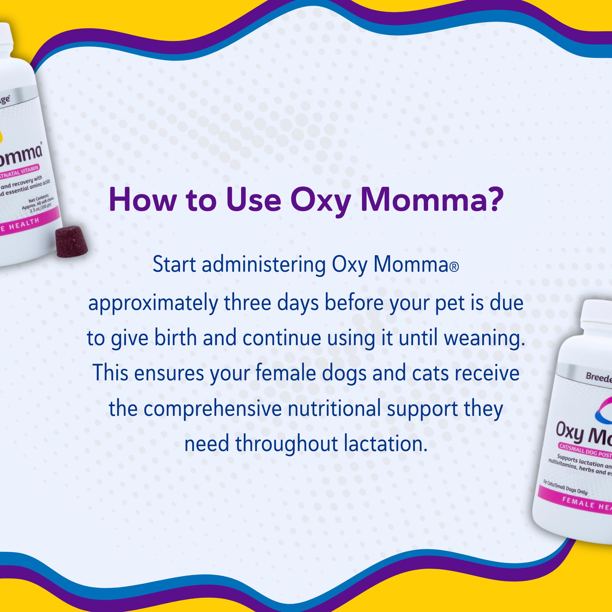 Breeder's Edge Oxy Momma Soft Chews, Postnatal Vitamin Supplement for Lactating Dogs and Cats, Supports Recovery, Hormones, and Next Pregnancy - for Small Dogs & Cats, 40ct Soft Chews Revival Animal Health uk supplements