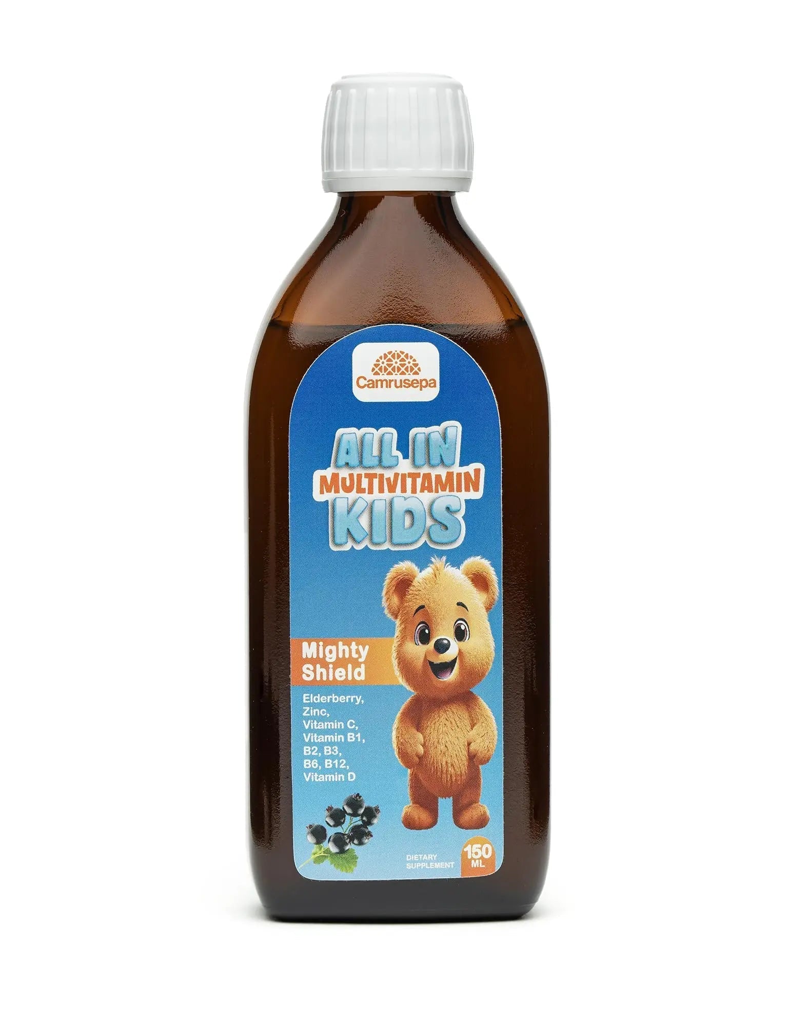 CAMRUSEPA All in Multivitamin Kids Syrup – Black Elderberry Flavored, Inositol, Zinc, Vitamin C, Daily Liquid Multivitamin Camrusepa uk supplements