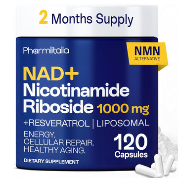 Liposomal NAD+ Supplement with Resveratrol - Nicotinamide Riboside 1000 Mg - NAD Supplements for Women & Men - NMN Supplement Alternative - Advanced NAD Resveratrol for Cellular Energy - 120 Capsules Pharmlitalia uk supplements