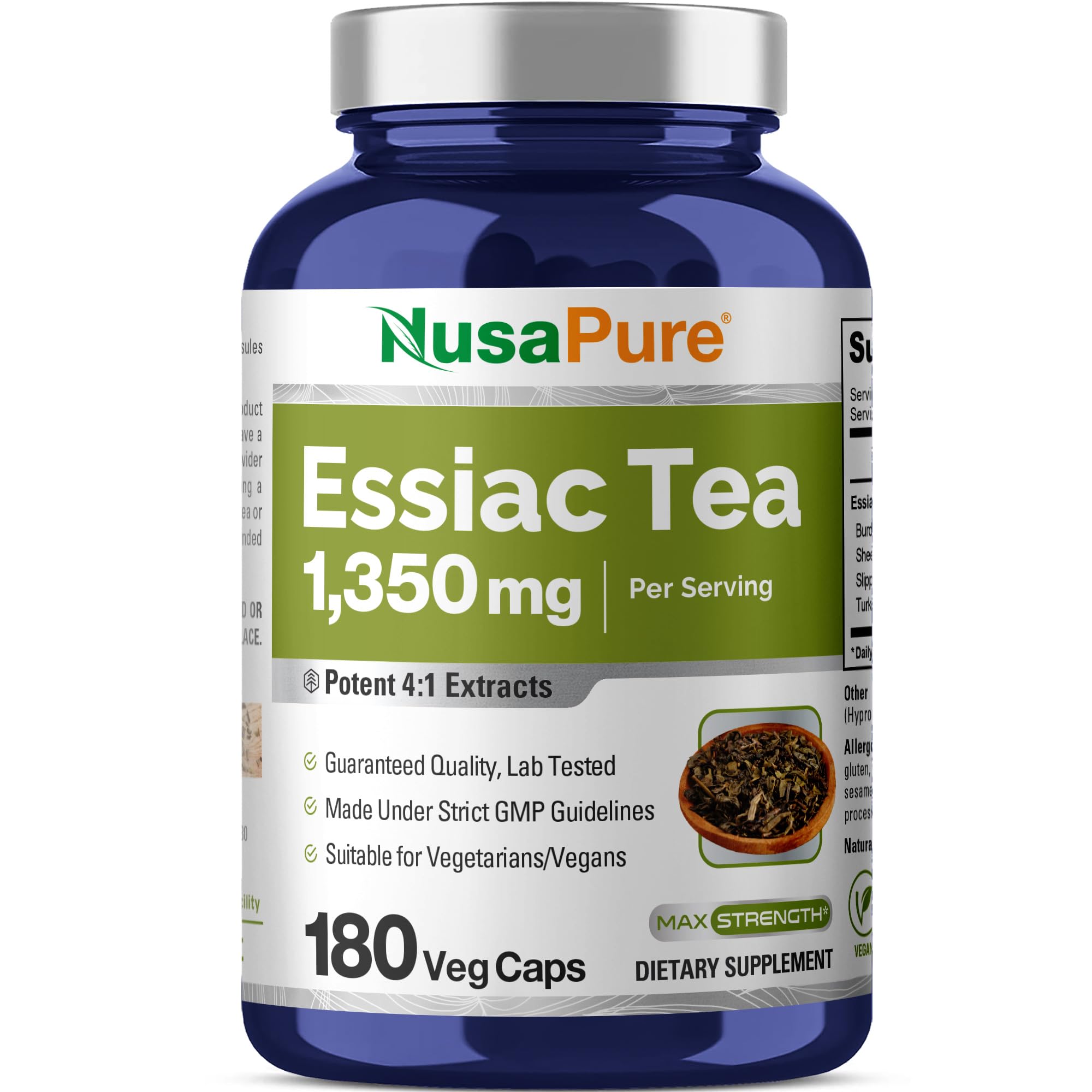 NusaPure Essiac Tea 1350 mg 180 Veggie Caps (Vegetarian, Non-GMO) NusaPure uk supplements