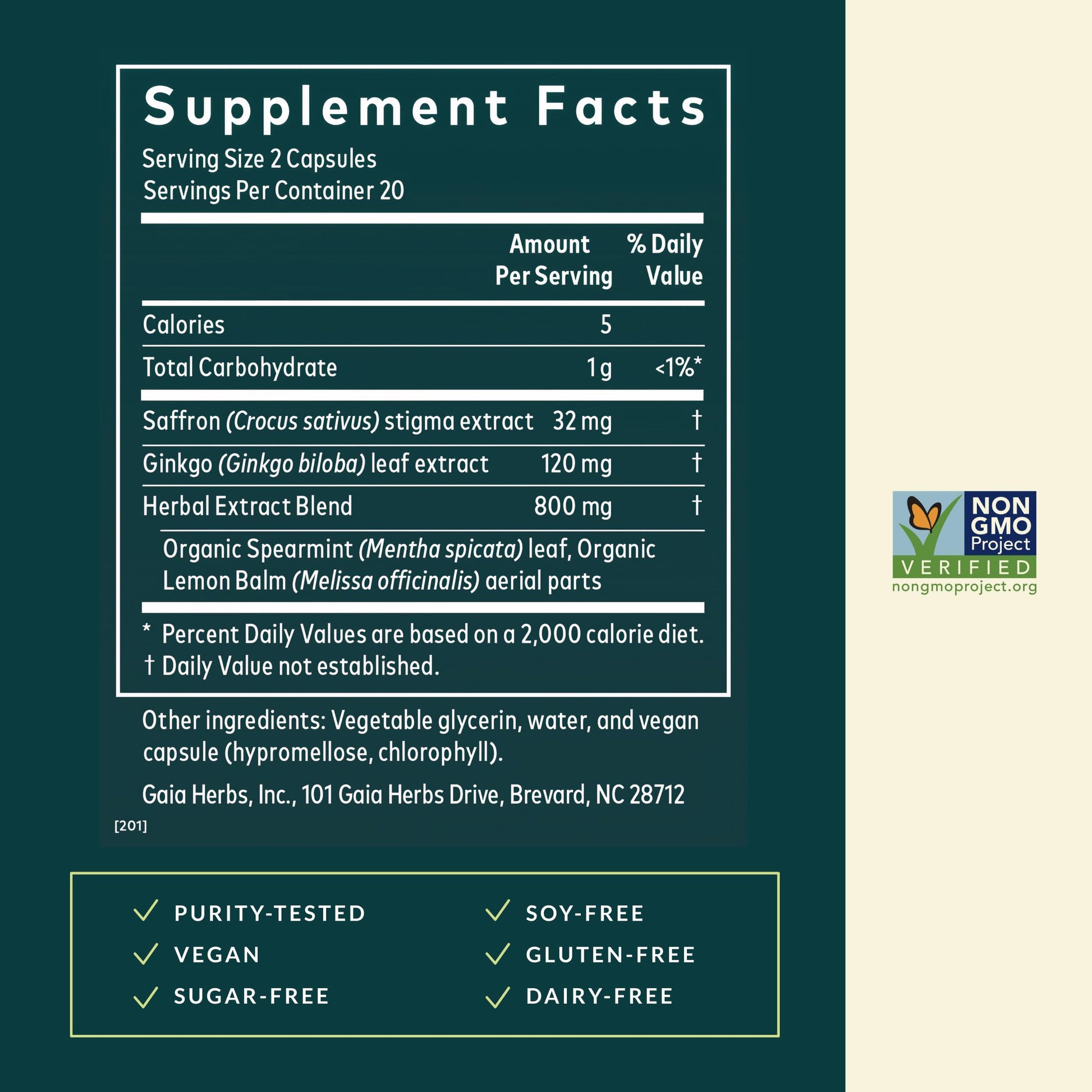 Gaia Herbs Nootropic Focus - Brain & Cognitive Support Supplement to Help Maintain Healthy Concentration* - with Saffron, Lemon Balm & Spearmint - 40 Liquid Phyto-Capsules (20 Servings) Gaia Herbs uk supplements