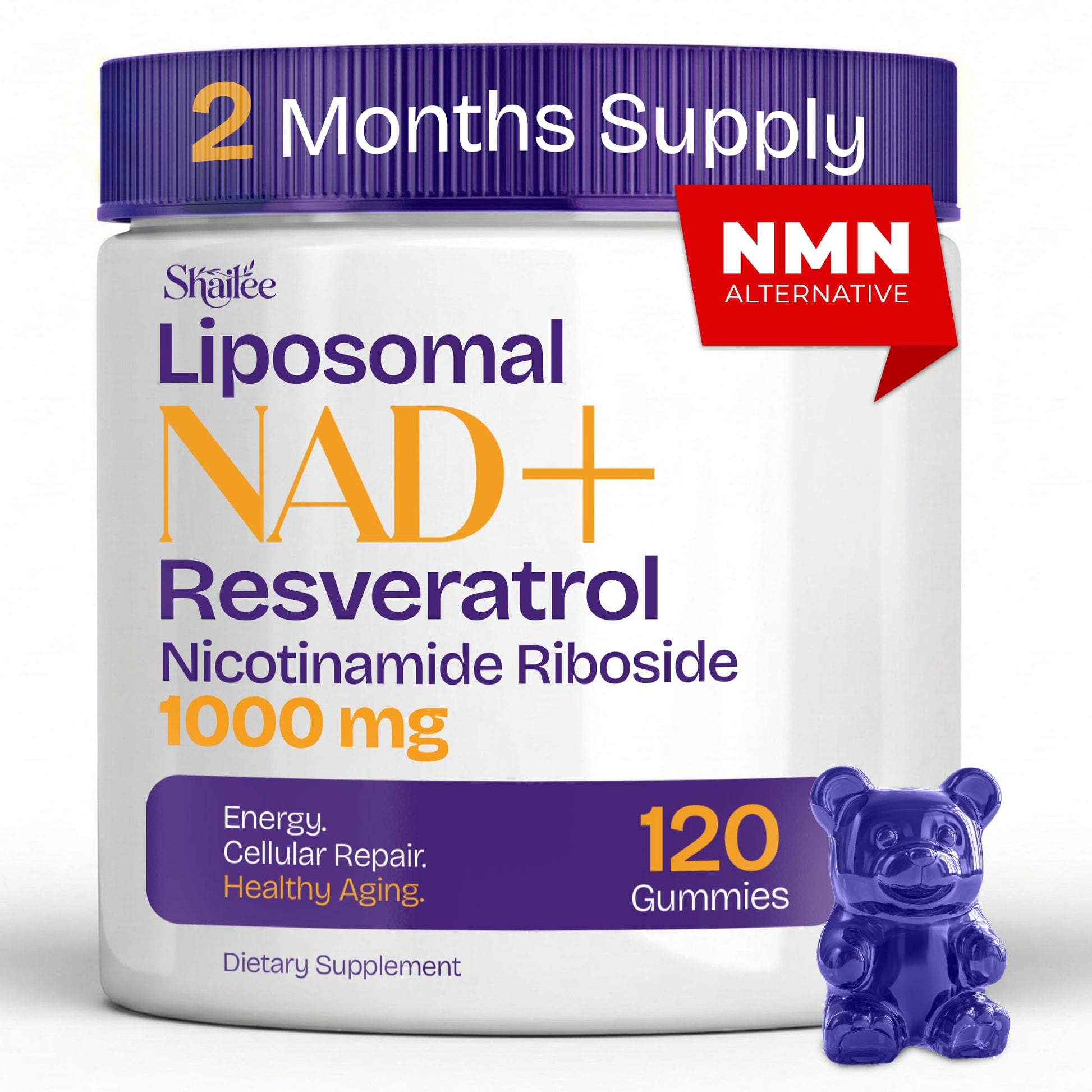 NAD Supplements for Women with Resveratrol, 1000mg Liposomal Nicotinamide Riboside with Quercetin, NMN Supplement Alternative Supports Cellular Energy & Repair, 120 NAD Gummies for Brain Boost Shailee uk supplements