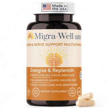 Wellkasa Migra-Well AM: Energizing Daily Methylated Multivitamin with Bioavailable Minerals & Antioxidants Supporting Brain Wellkasa uk supplements