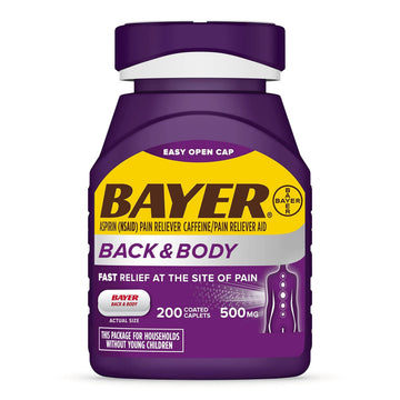 Bayer Extra Strength 500mg Aspirin Plus Caffeine for Powerful Pain Relief, 200 Coated Caplets Bayer uk supplements