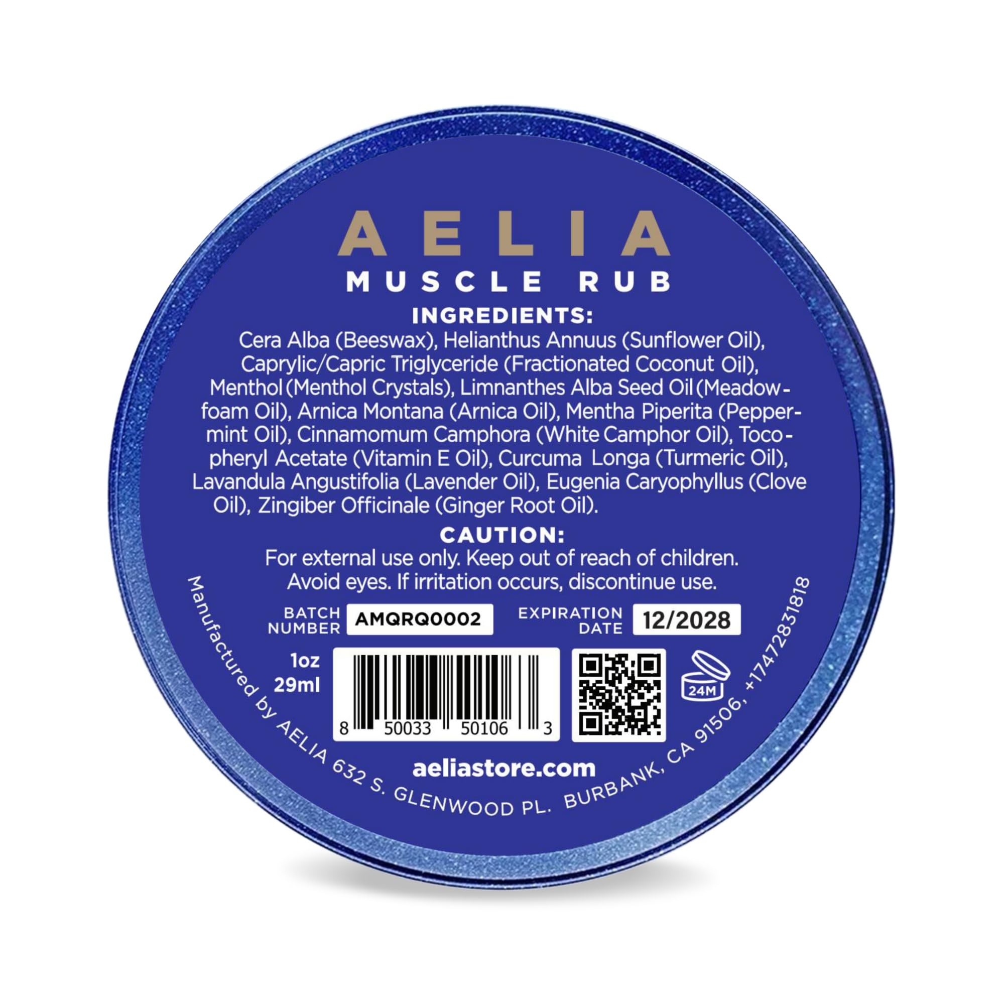 AELIA Muscle Rub - Coconut Oil, Vitamin E, Arnica, Ginger Root, Turmeric & Lavender – 1 oz AELIA uk supplements