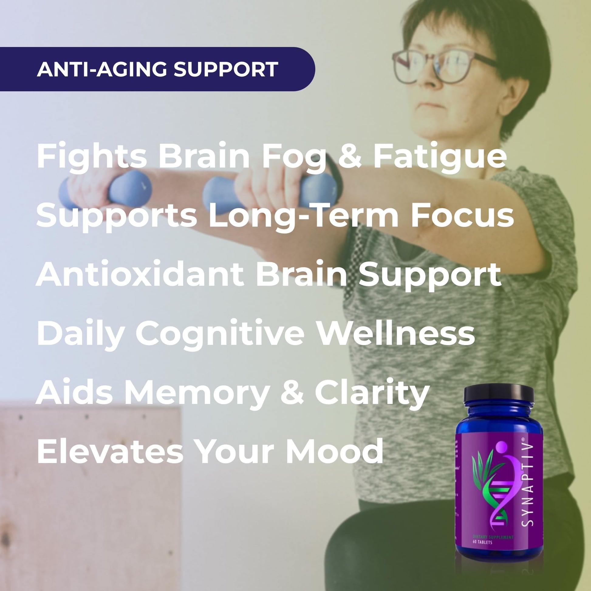 Youngevity Synaptiv™ Brain Support - 12in1 - Ginkgo, Huperzine, Bacopa, Quercetin and More - with Potent Antioxidant Blend + Vitamins - 60 Tablets (Pack of 1) Youngevity uk supplements